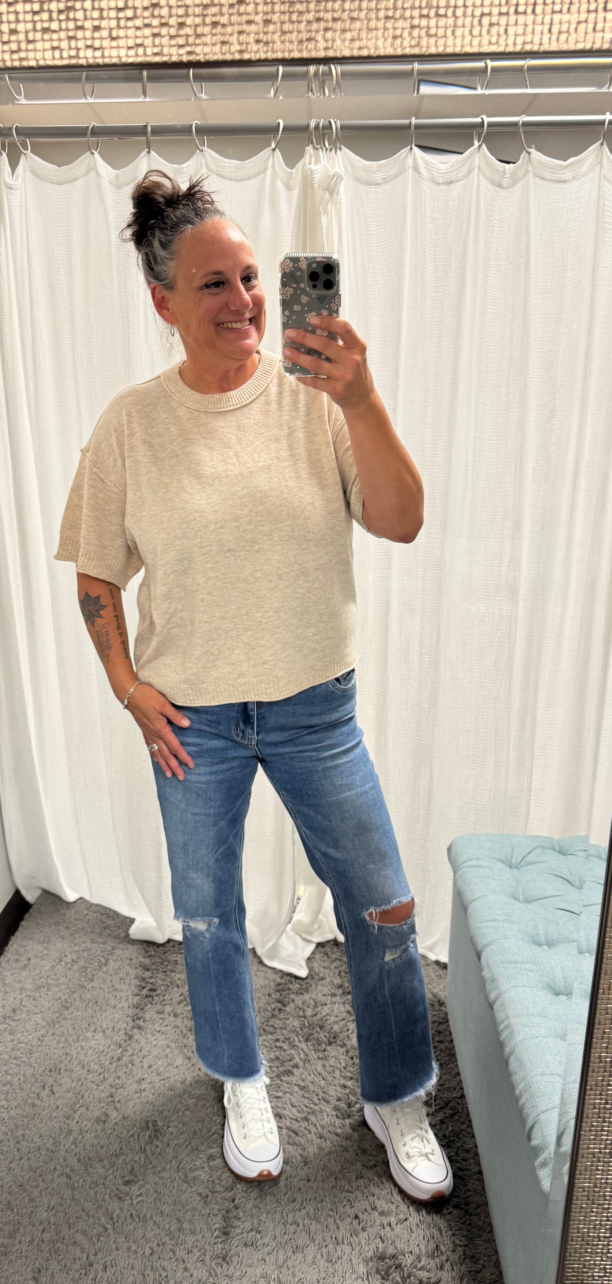 Raw Edge Accent Comfy Sweater Top