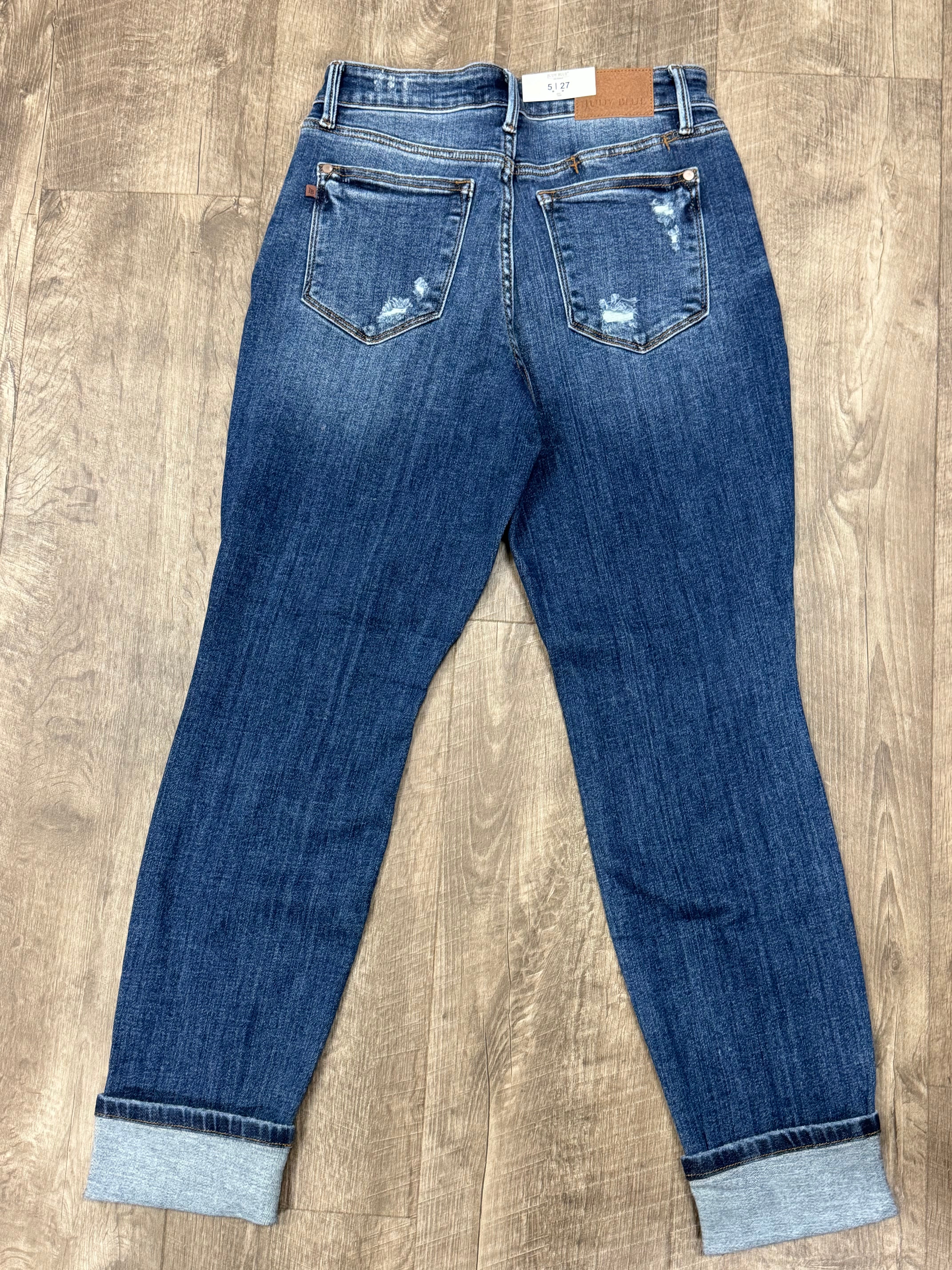 Judy Blue Boyfriend Fit Mid Rise w/ Destroy Jean - Posh West Boutique