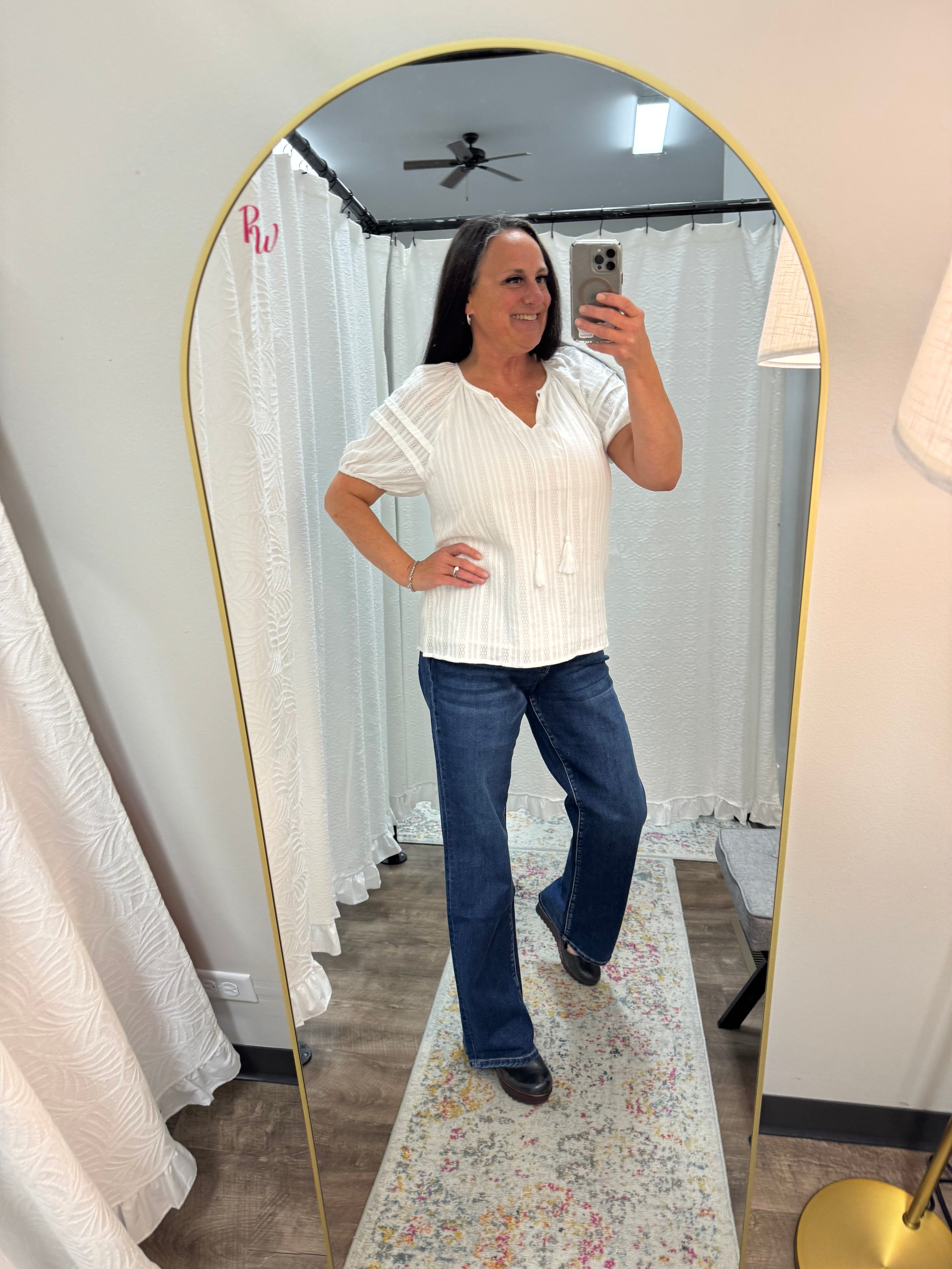 Off White Tassel Pleated Top - Posh West Boutique