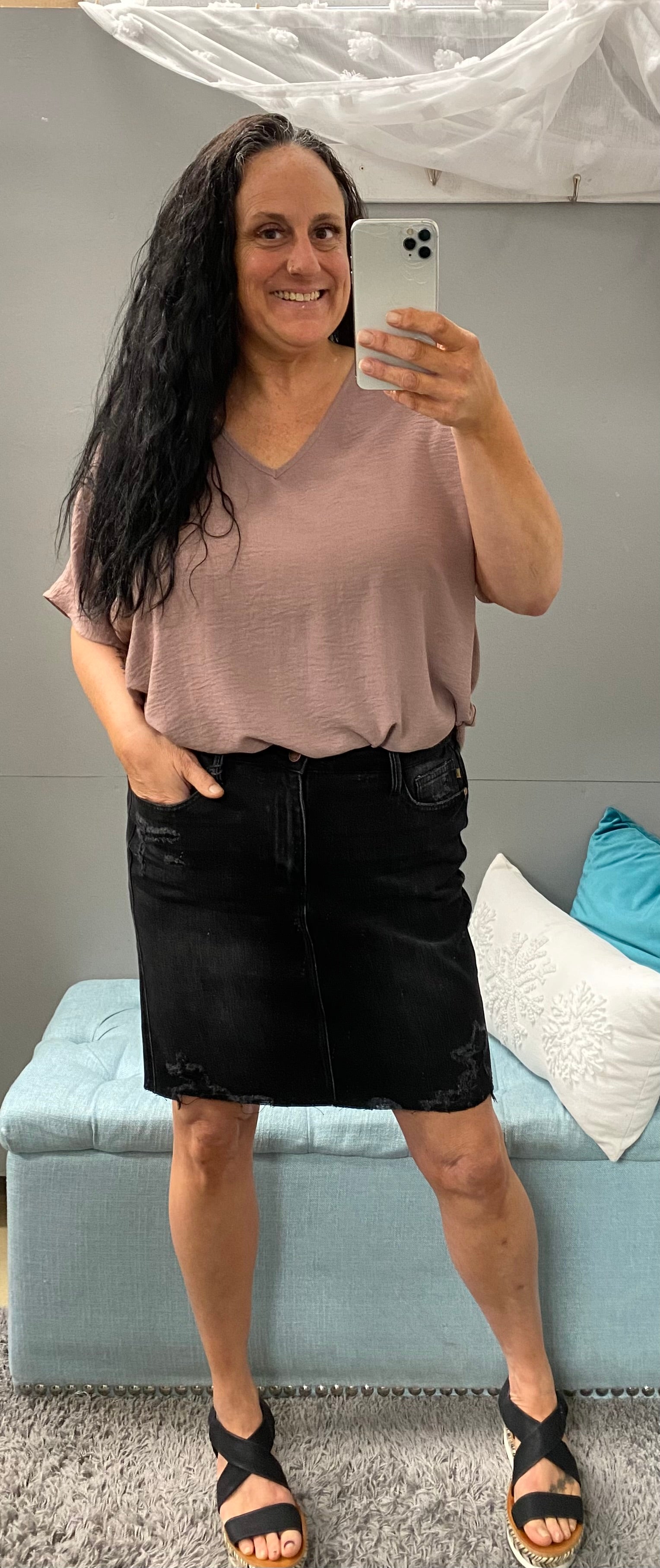 Black Judy Blue Magic Jean Skirt - Posh West Boutique