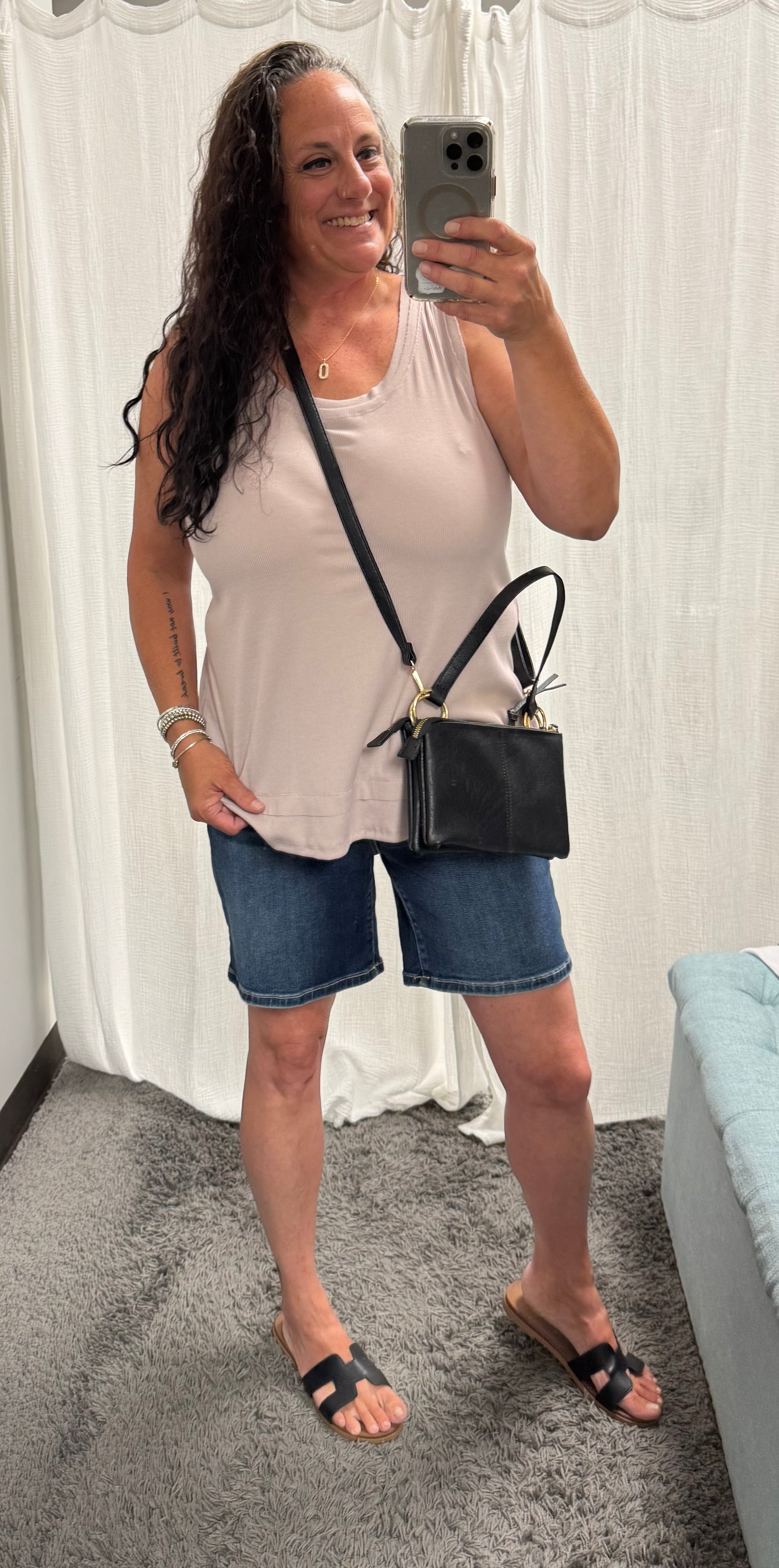 Grey Ribbed Tank Top w/ Raw Edge Detail - Posh West Boutique