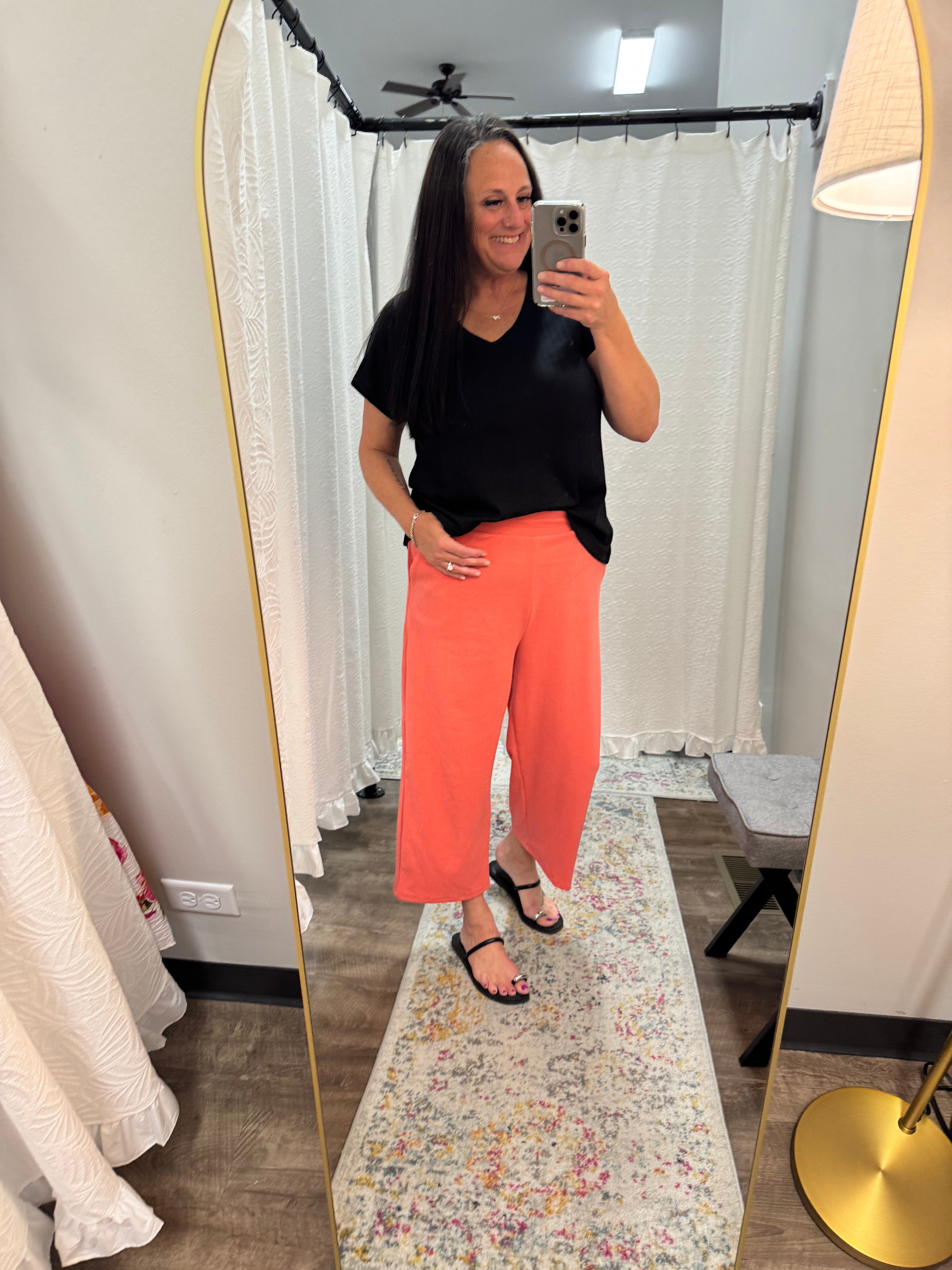 Coral Brushed Pocket Crop Pants - Posh West Boutique
