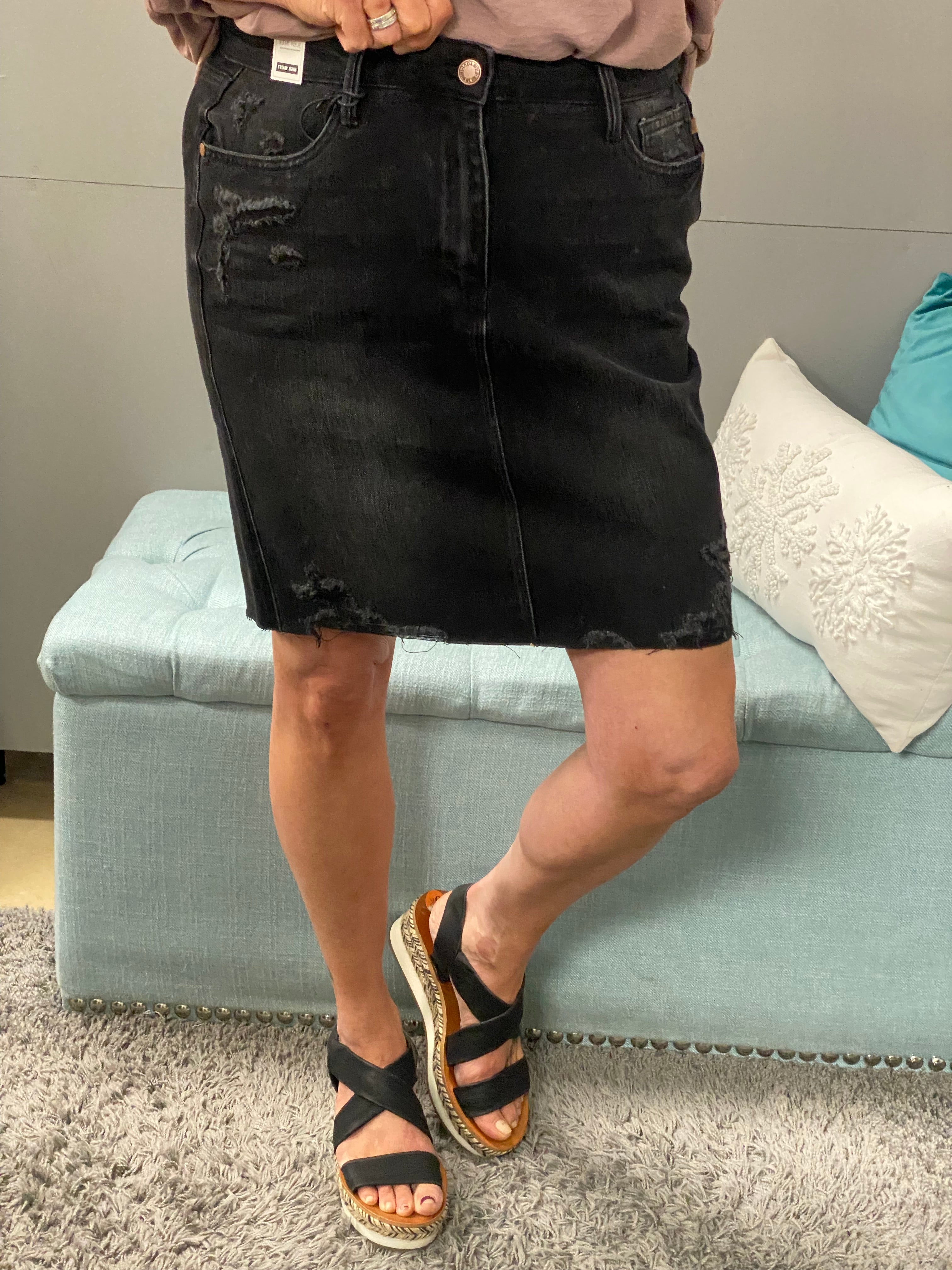 Black Judy Blue Magic Jean Skirt - Posh West Boutique