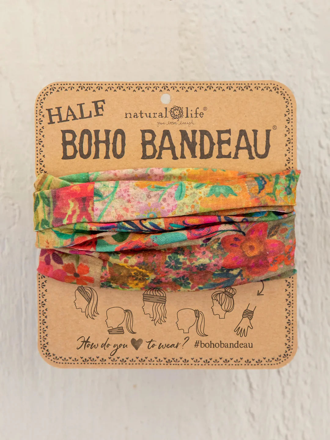 Half Boho Bandeau Headband - Pink Patchwork - Posh West Boutique