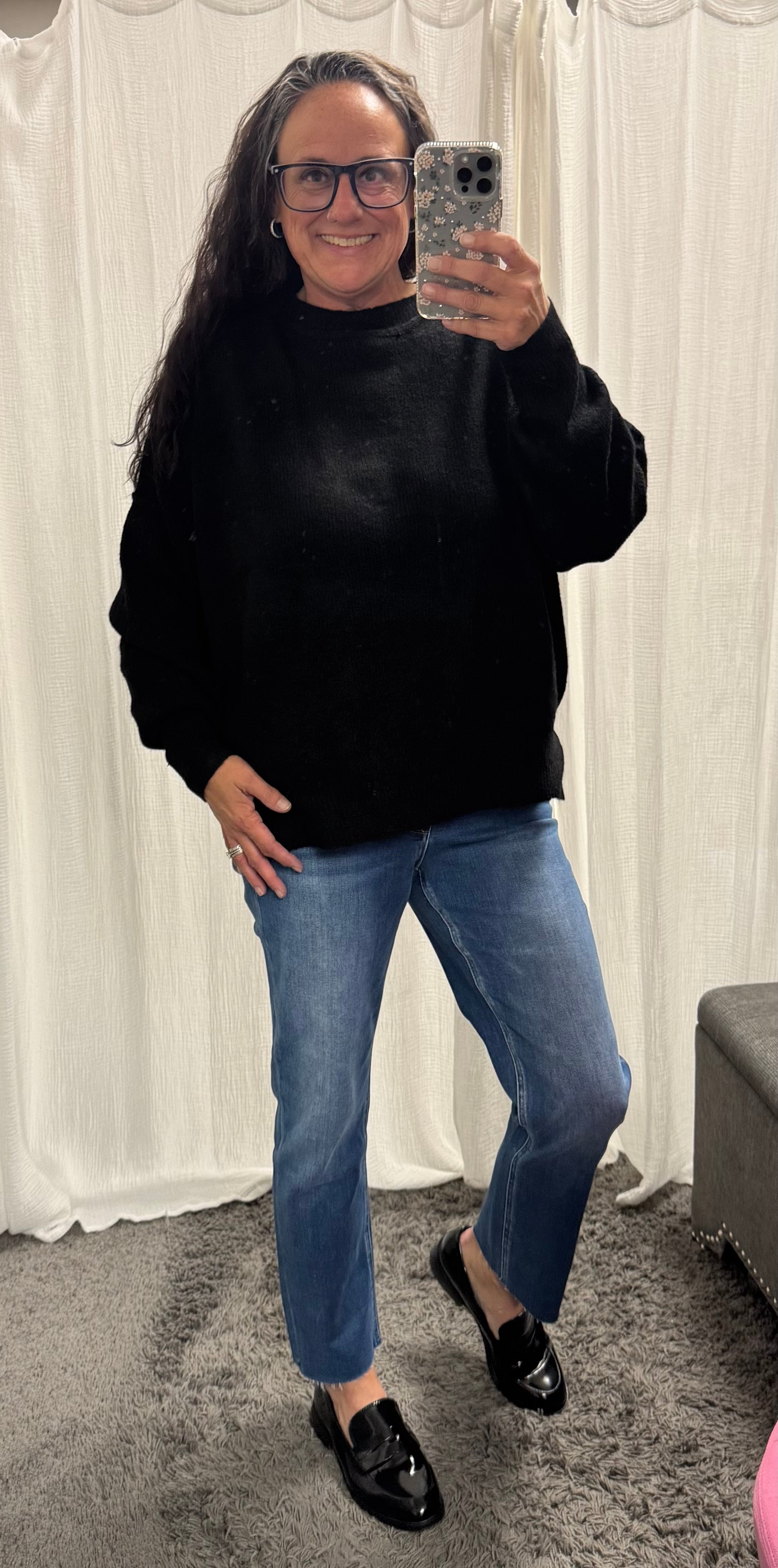 Black Wool Blend Pullover Sweater