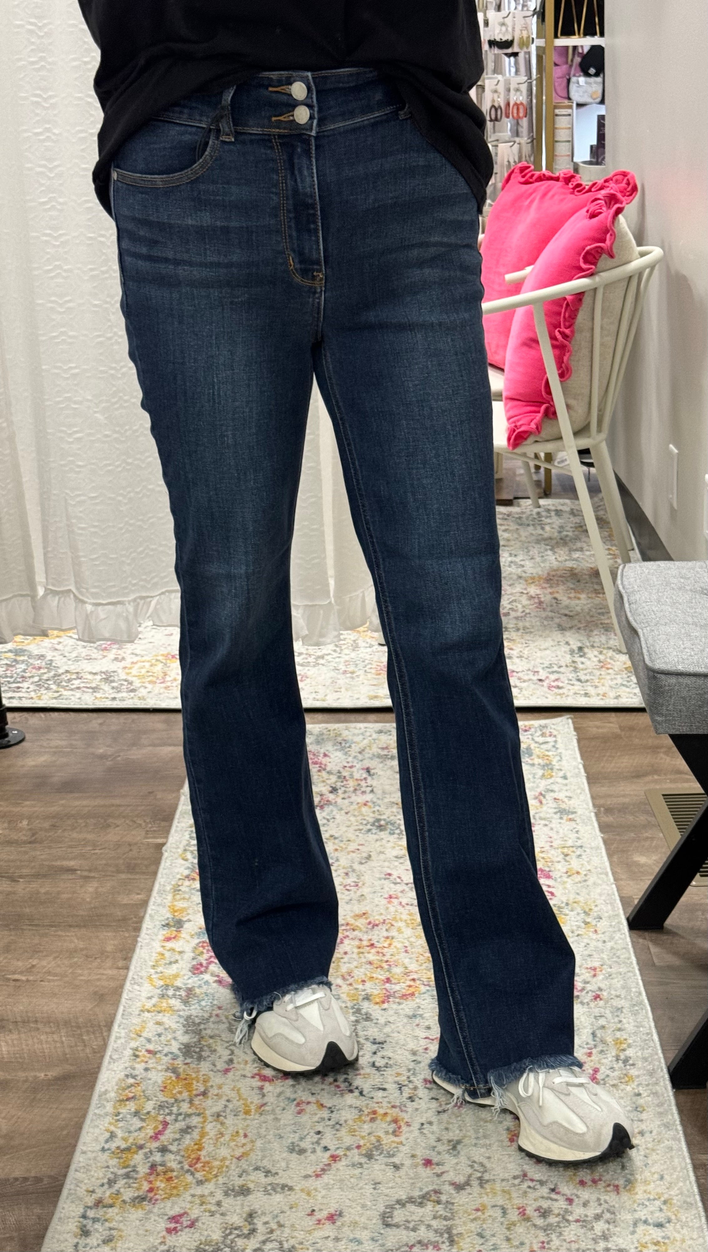 Judy Blue Dark Wash Double Button Bootcut - Posh West Boutique