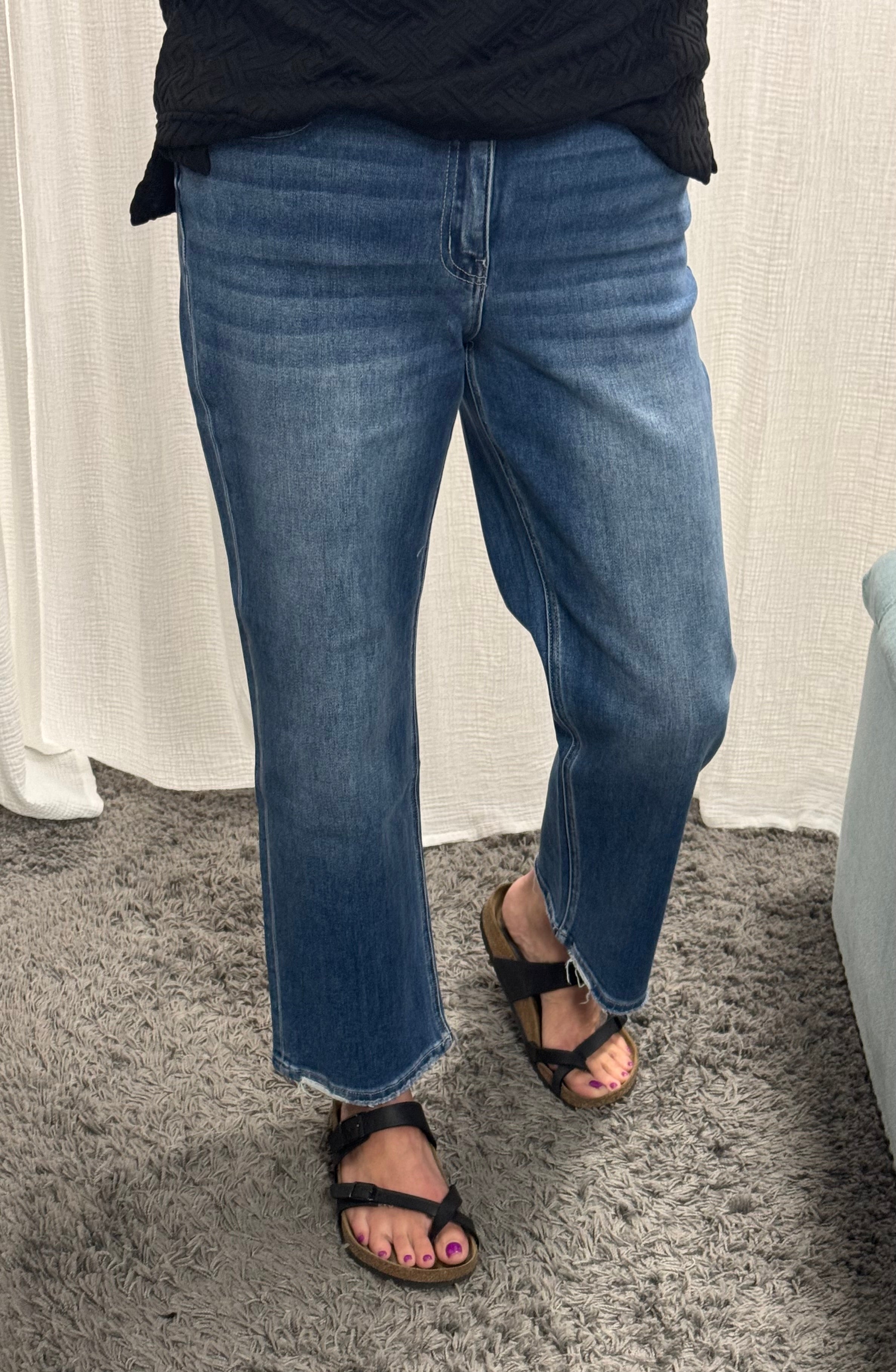 Vervet Mixed Wash High Rise Ankle Straight Jeans - Posh West Boutique