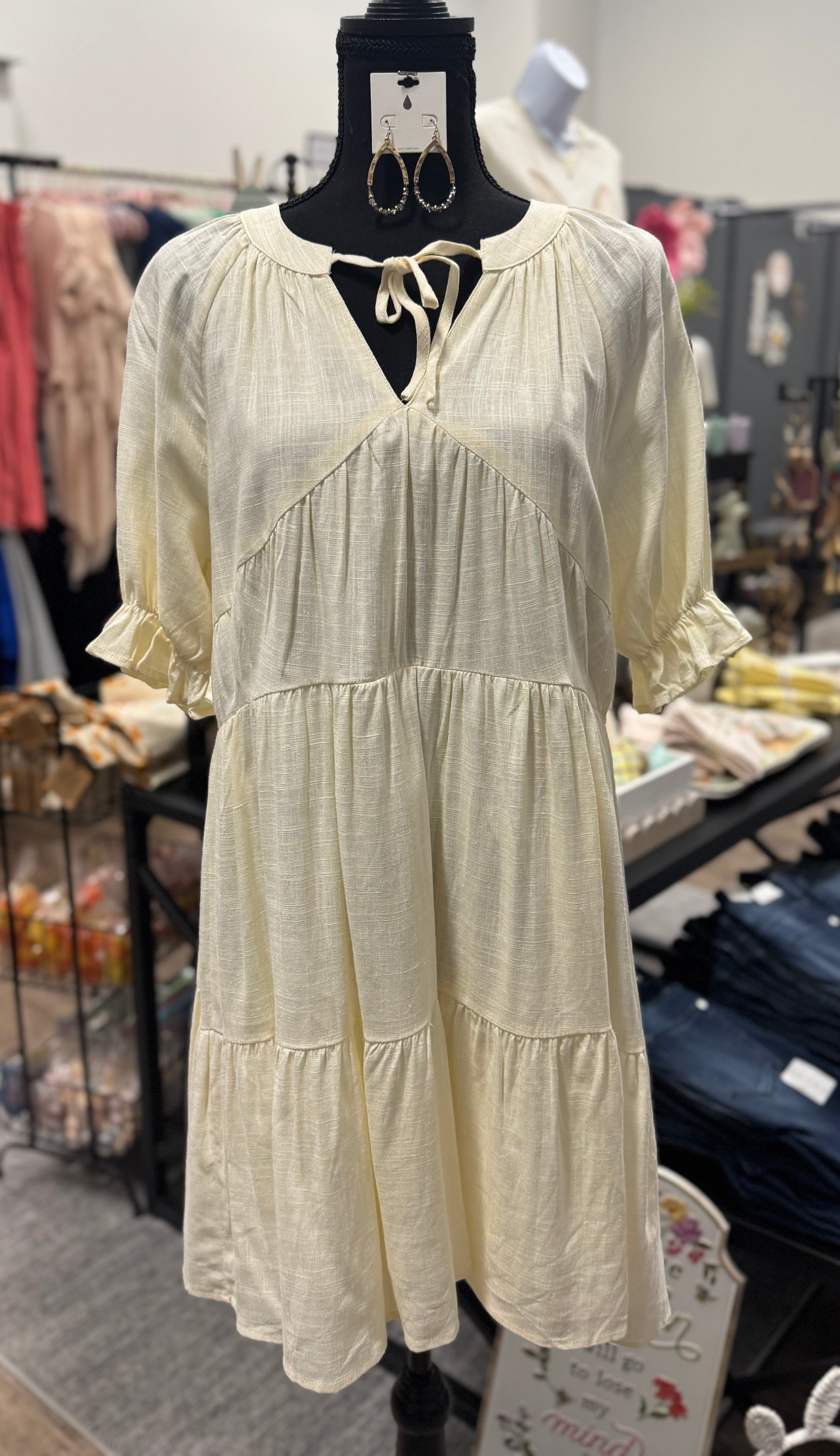 V-Neck Cinch Sleeve Dress - Posh West Boutique