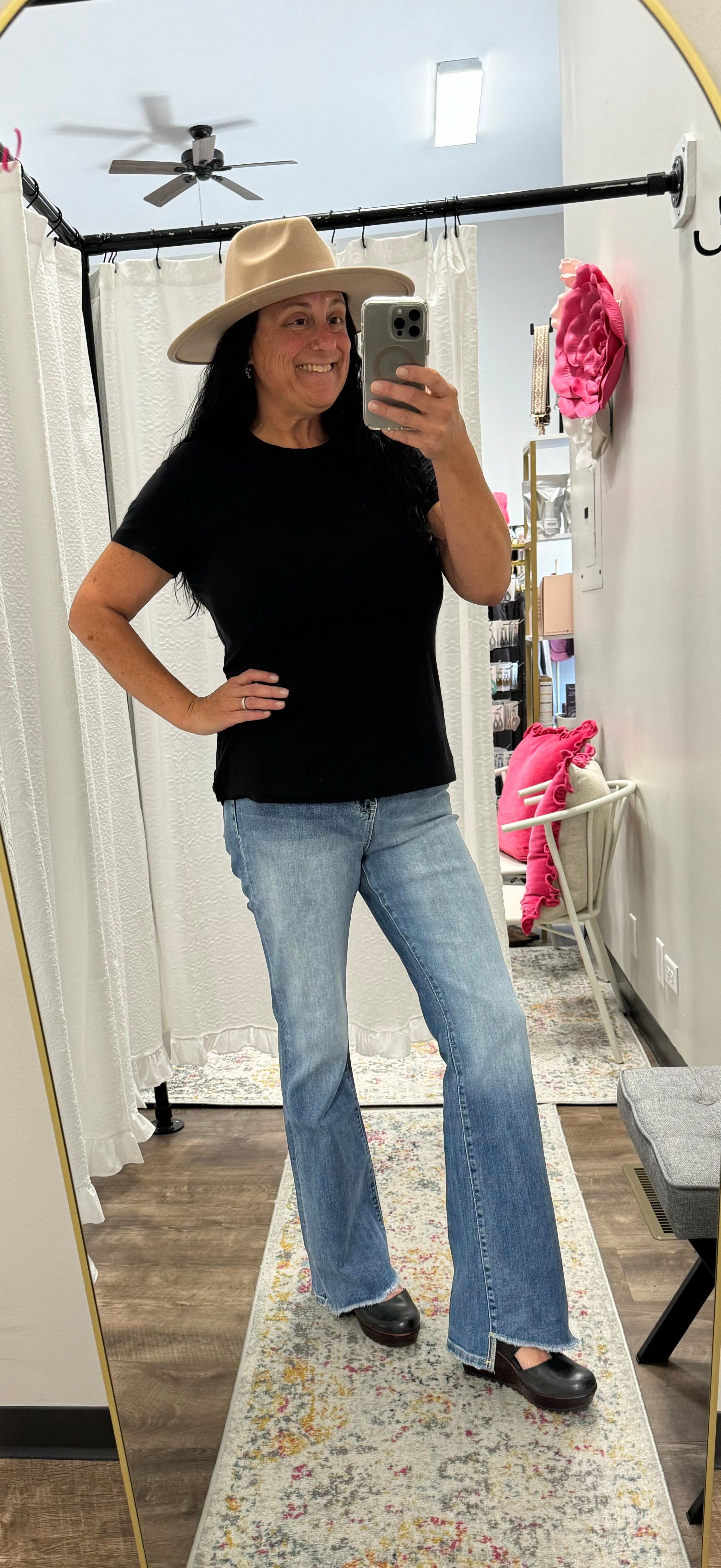 Vervet High Rise Slant Hem Flare Jeans- The Sadie ๐ - Posh West Boutique