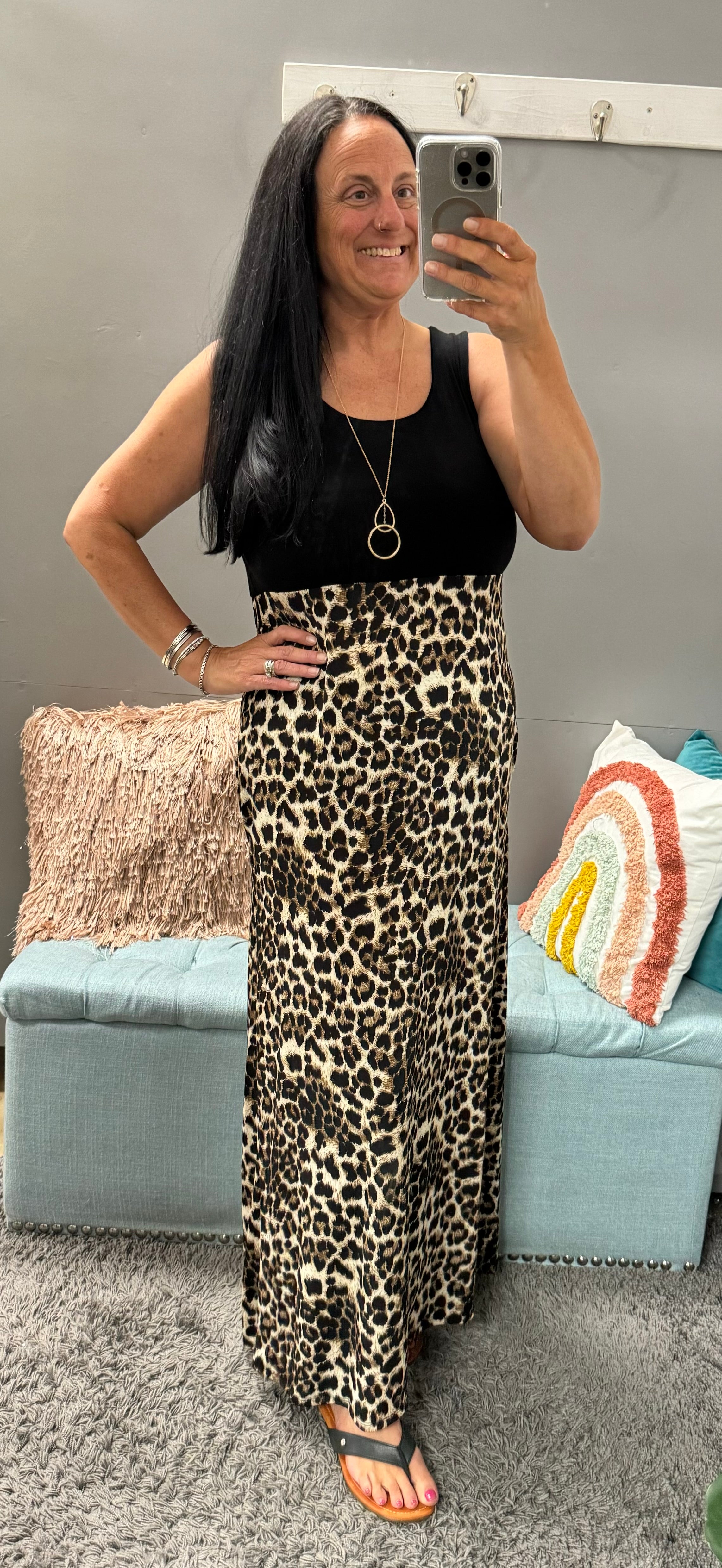 Black and Brown Animal Print Maxi Dress - Posh West Boutique