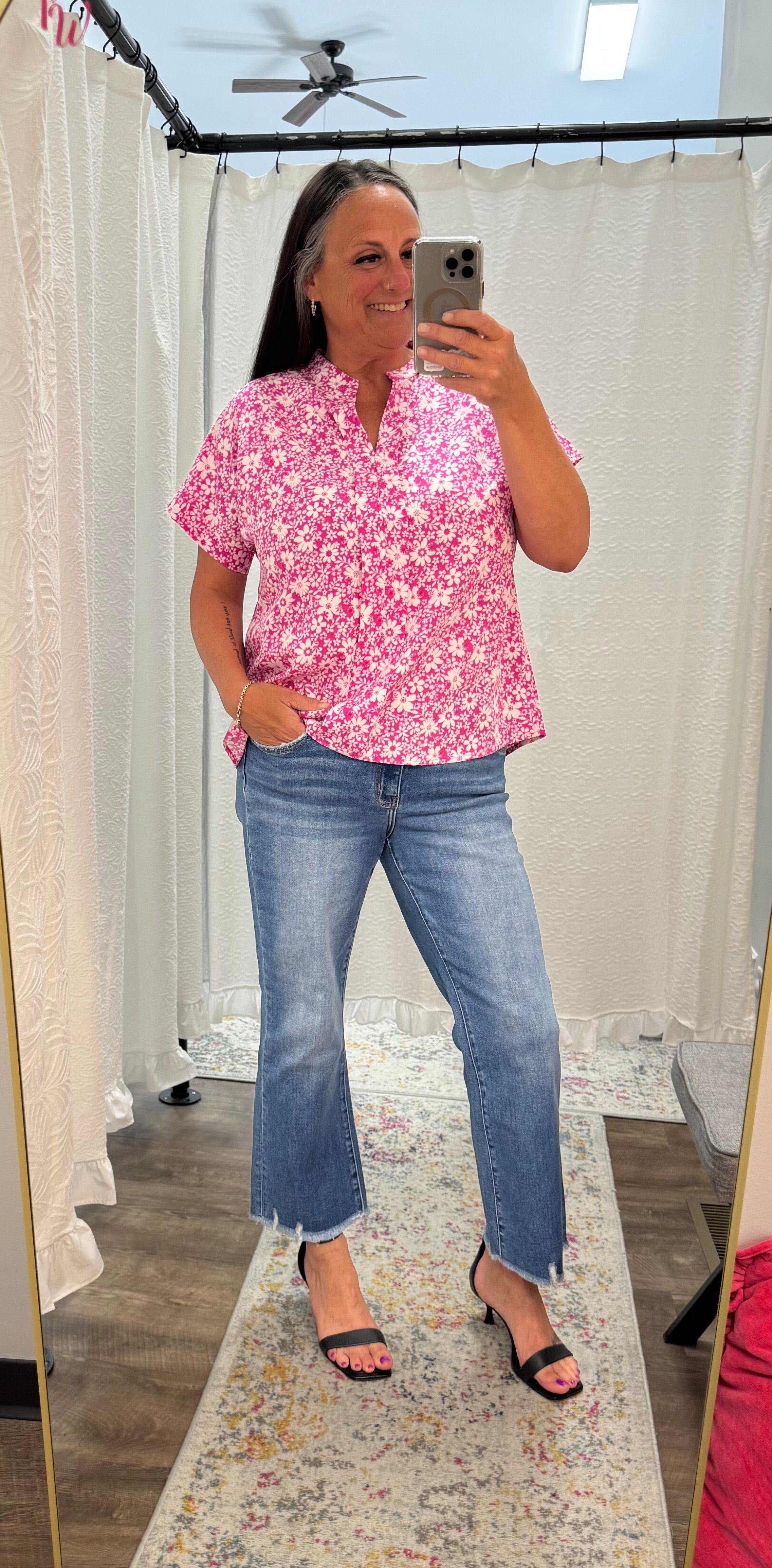 Spring Pink Floral Print Top - Posh West Boutique