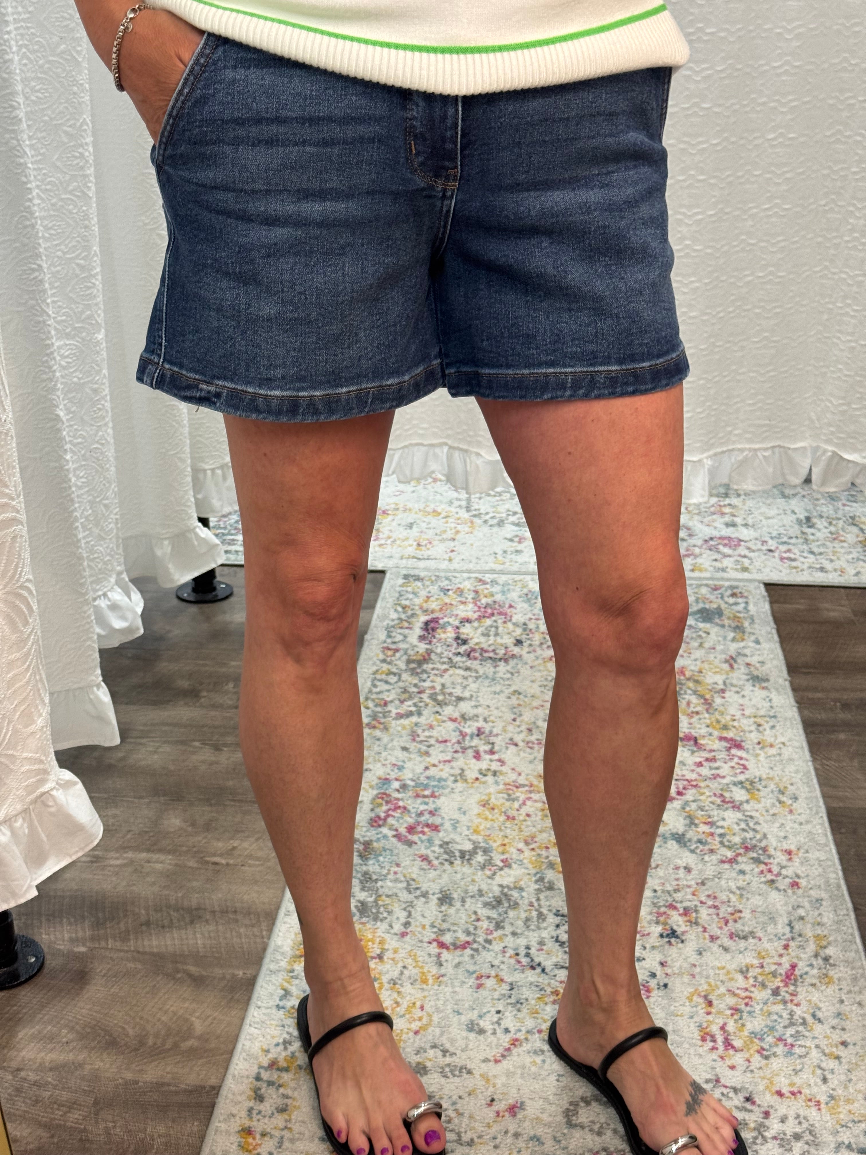 Judy Blue HW Double Button Waistband Shorts - Posh West Boutique