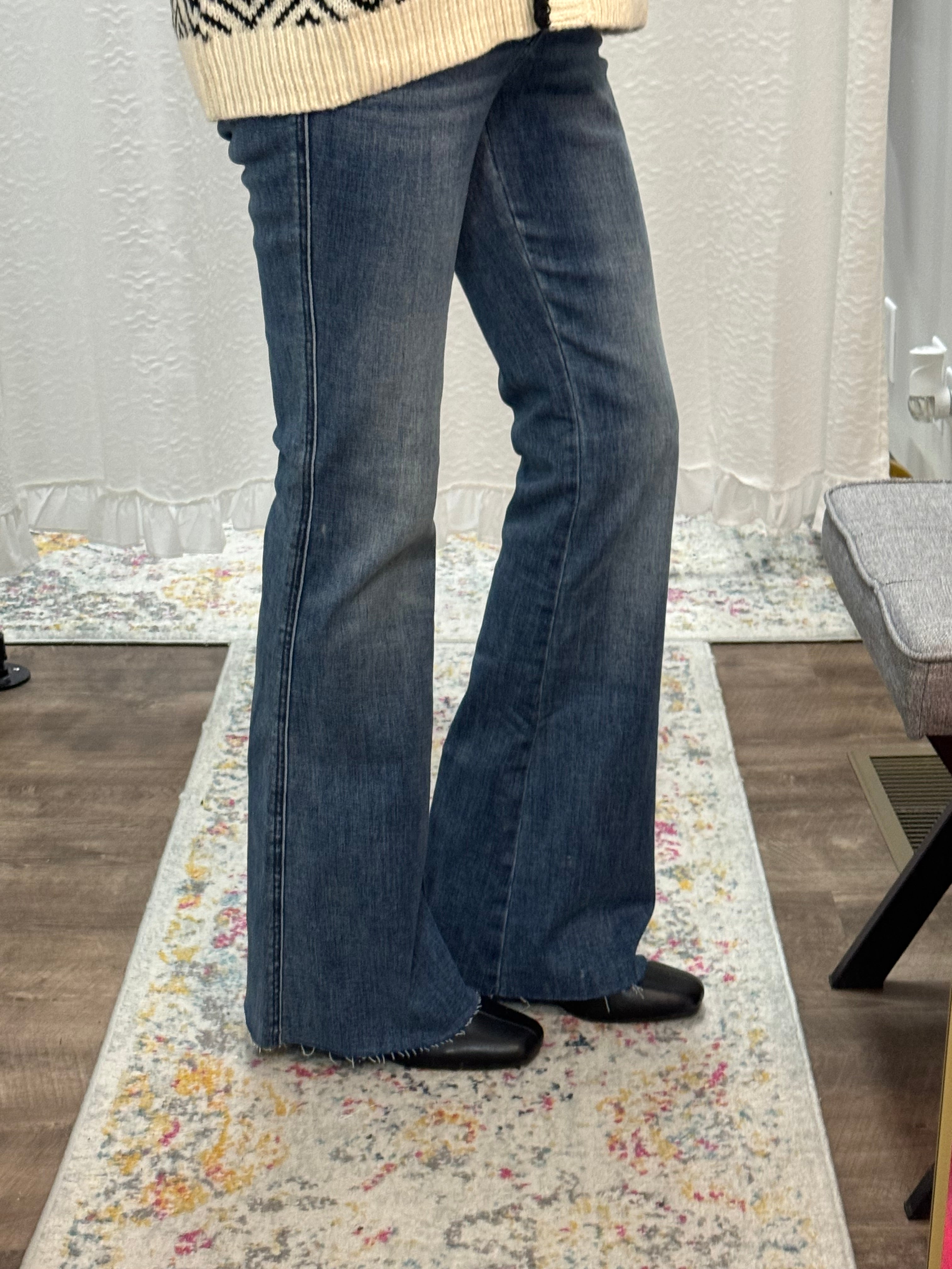 Judy Blue Mid Rise Vintage Wash Flare Jeans - Posh West Boutique