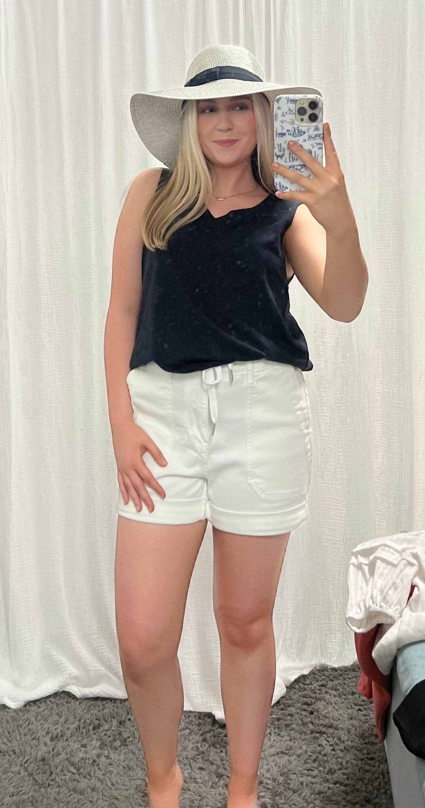 Judy Blue White HW Cuff Jogger Shorts - Posh West Boutique