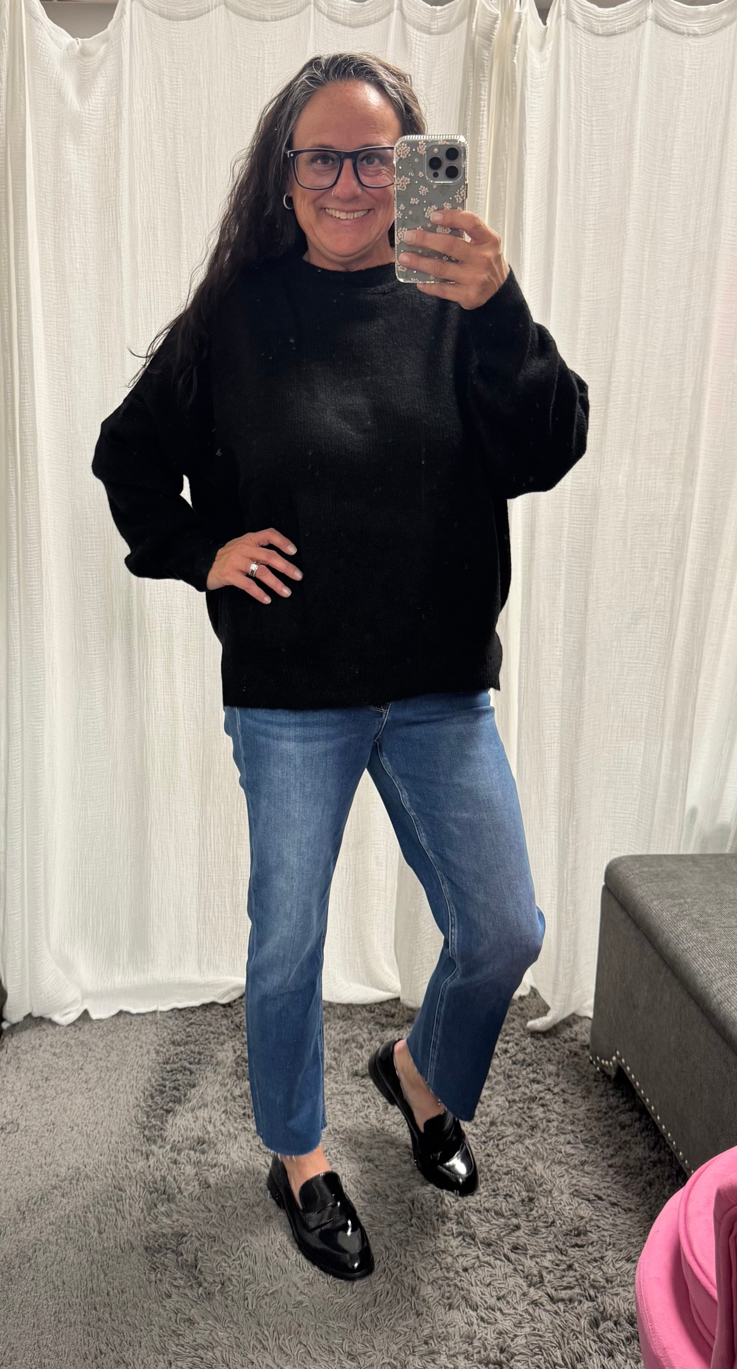 Black Wool Blend Pullover Sweater