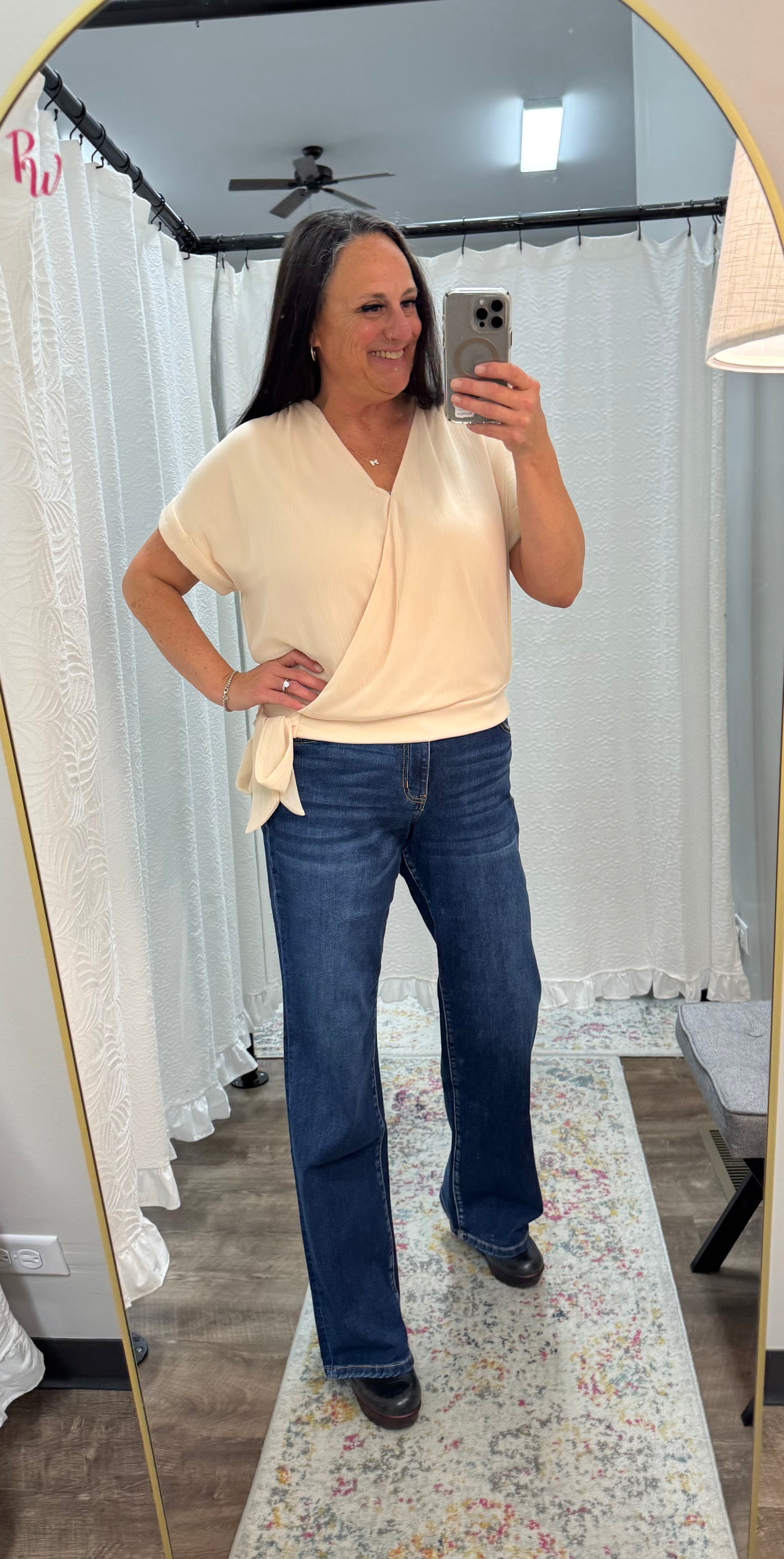 Champagne Side Tie Dolman Sleeve Top - Posh West Boutique