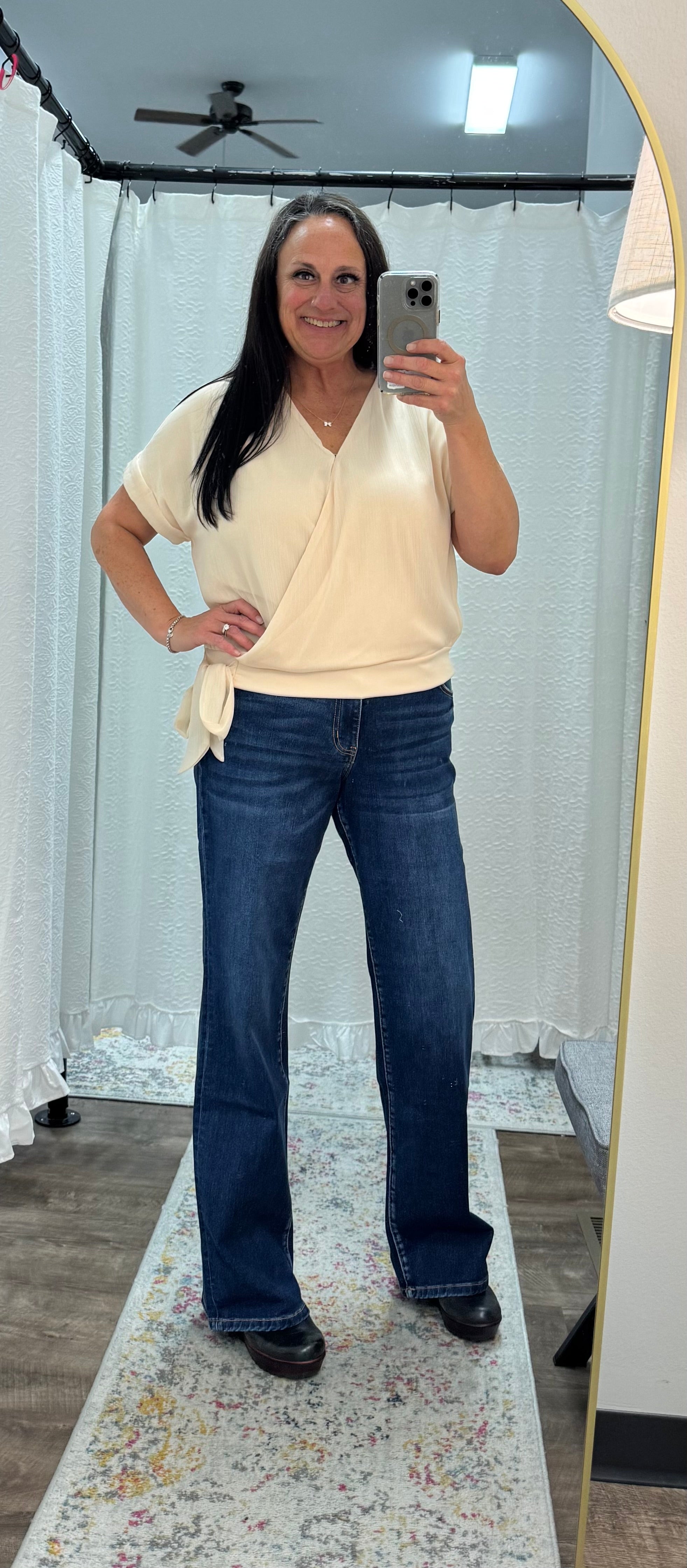 Champagne Side Tie Dolman Sleeve Top - Posh West Boutique