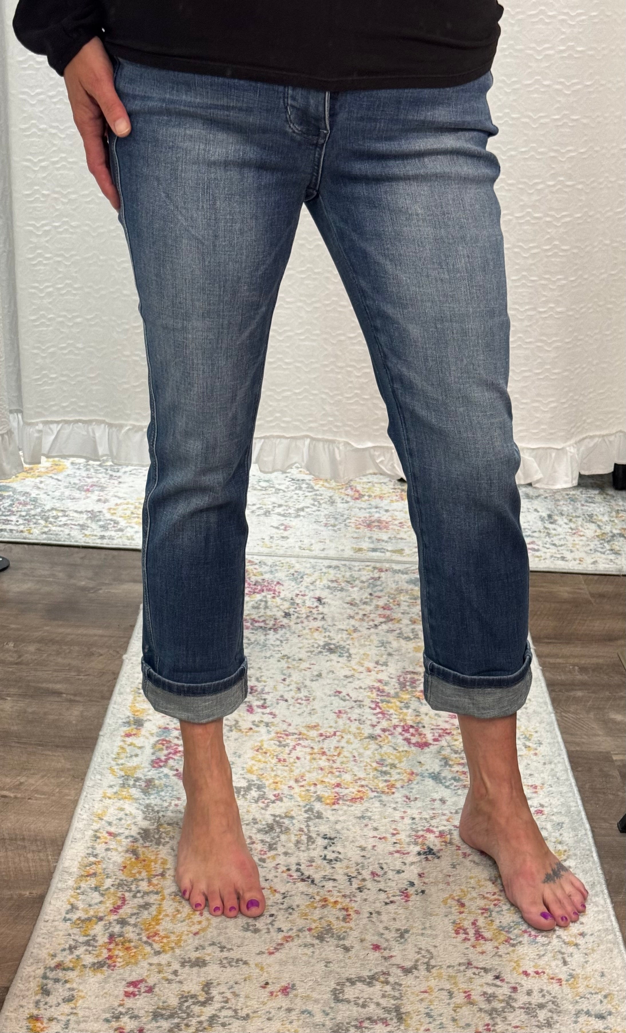 Judy Blue High Waist Tummy Control Cuffed Capri - Posh West Boutique