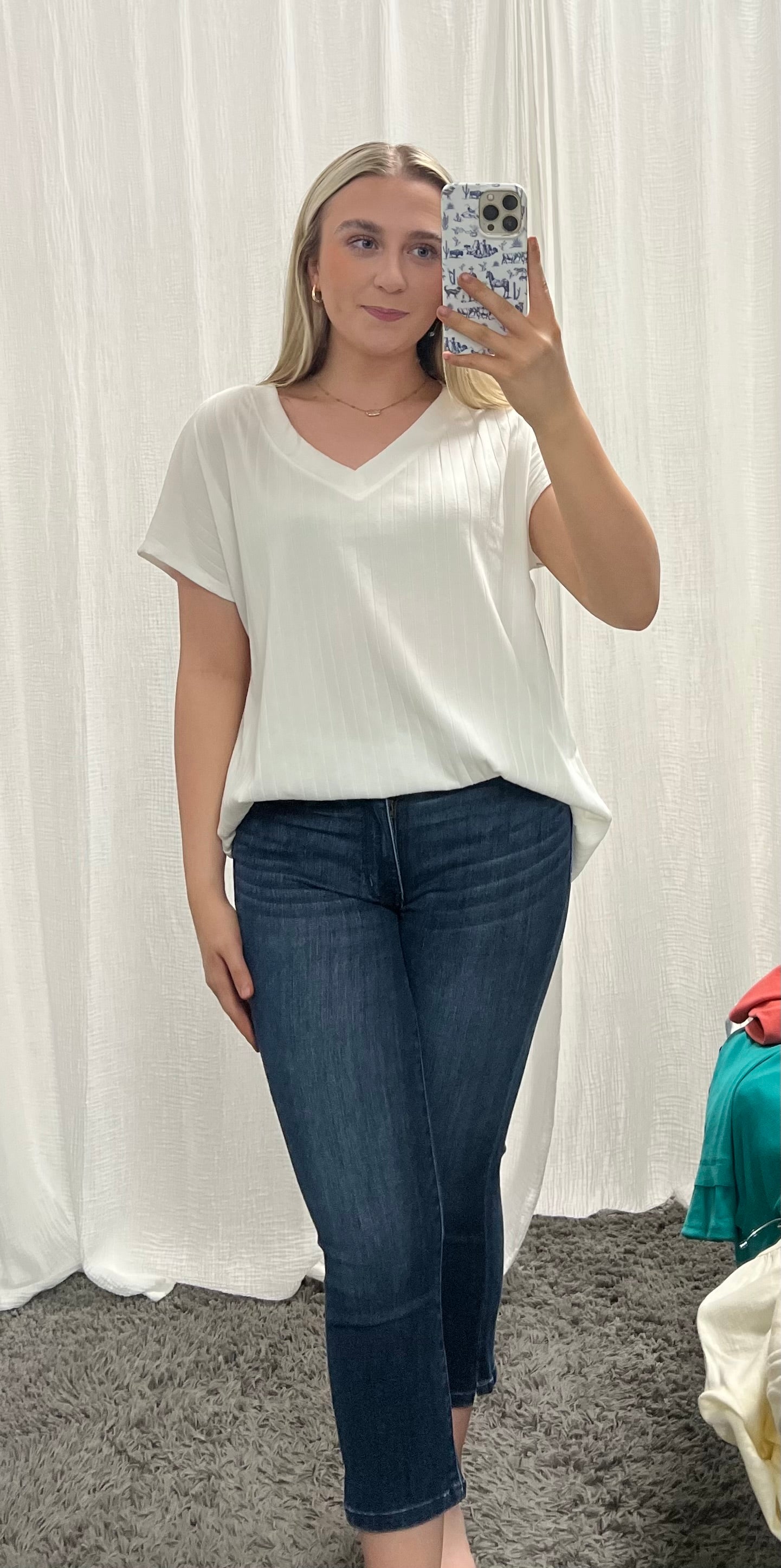 Thick Ivory Ribbed V Neck Top - Posh West Boutique