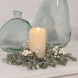 Snow Berries & Icy Boxwood Candle Ring, 4.5" - Posh West Boutique