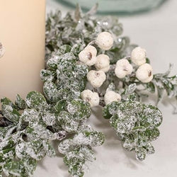 Snow Berries & Icy Boxwood Candle Ring, 4.5" - Posh West Boutique