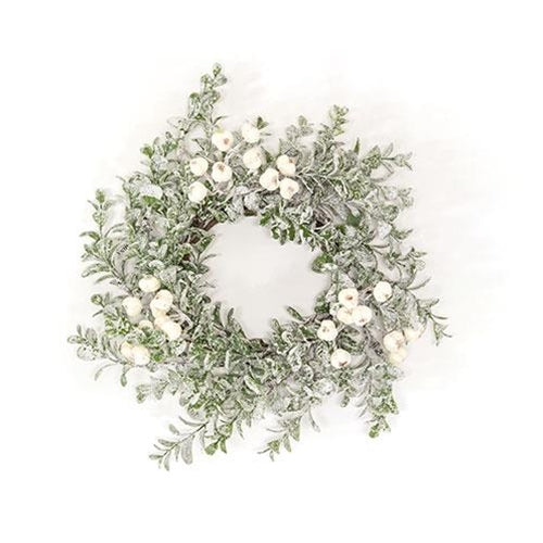 Snow Berries & Icy Boxwood Candle Ring, 4.5" - Posh West Boutique