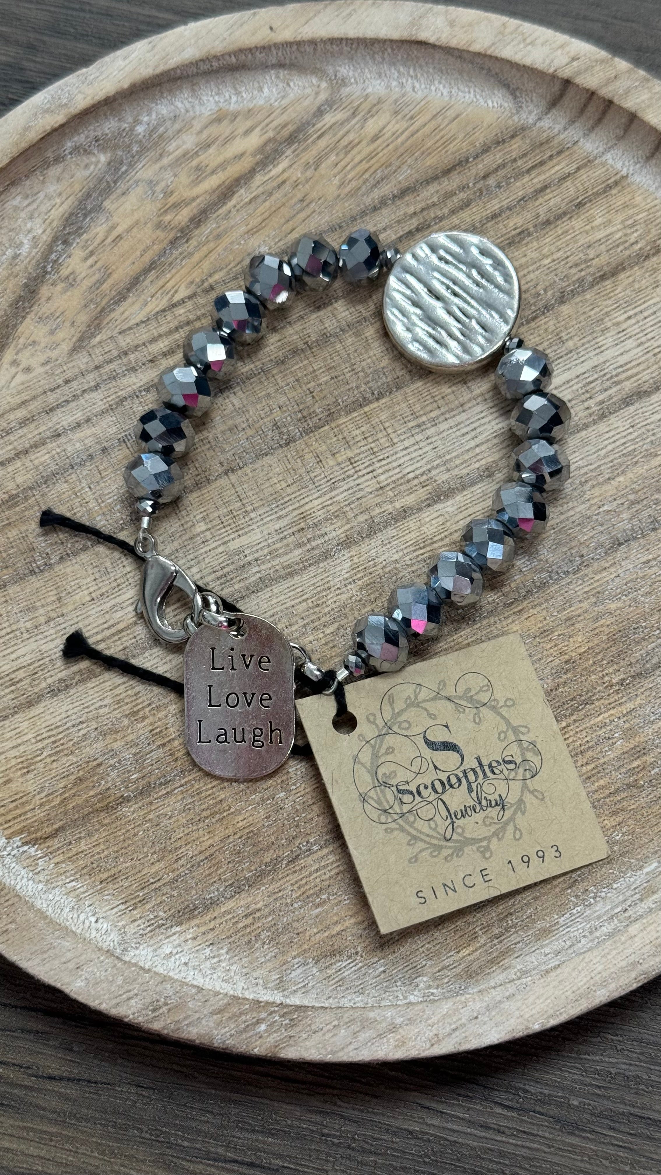 Metallic, Silver & Crystal Bracelet - Posh West Boutique
