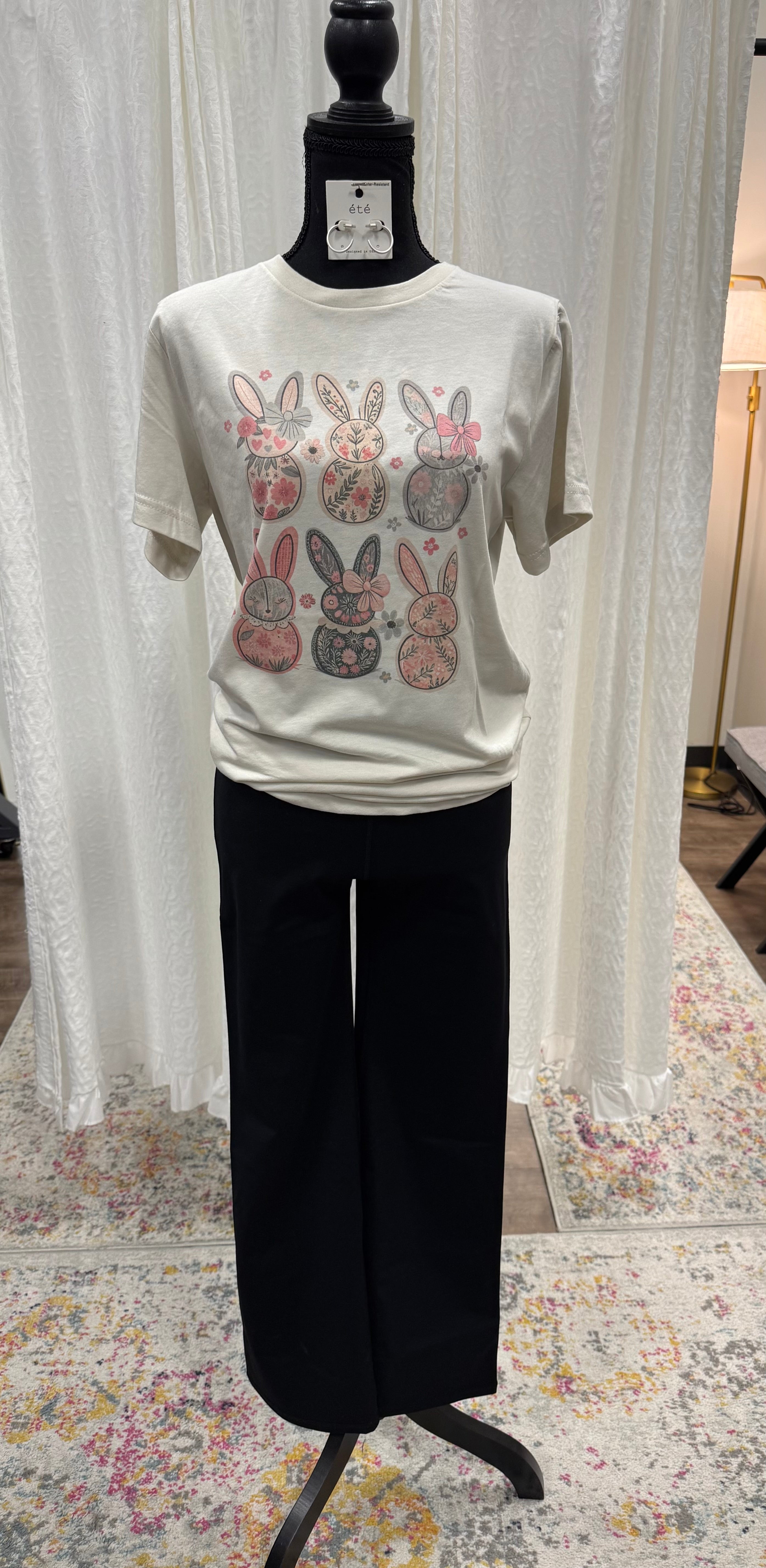 Floral Easter Bunny Tee - Posh West Boutique