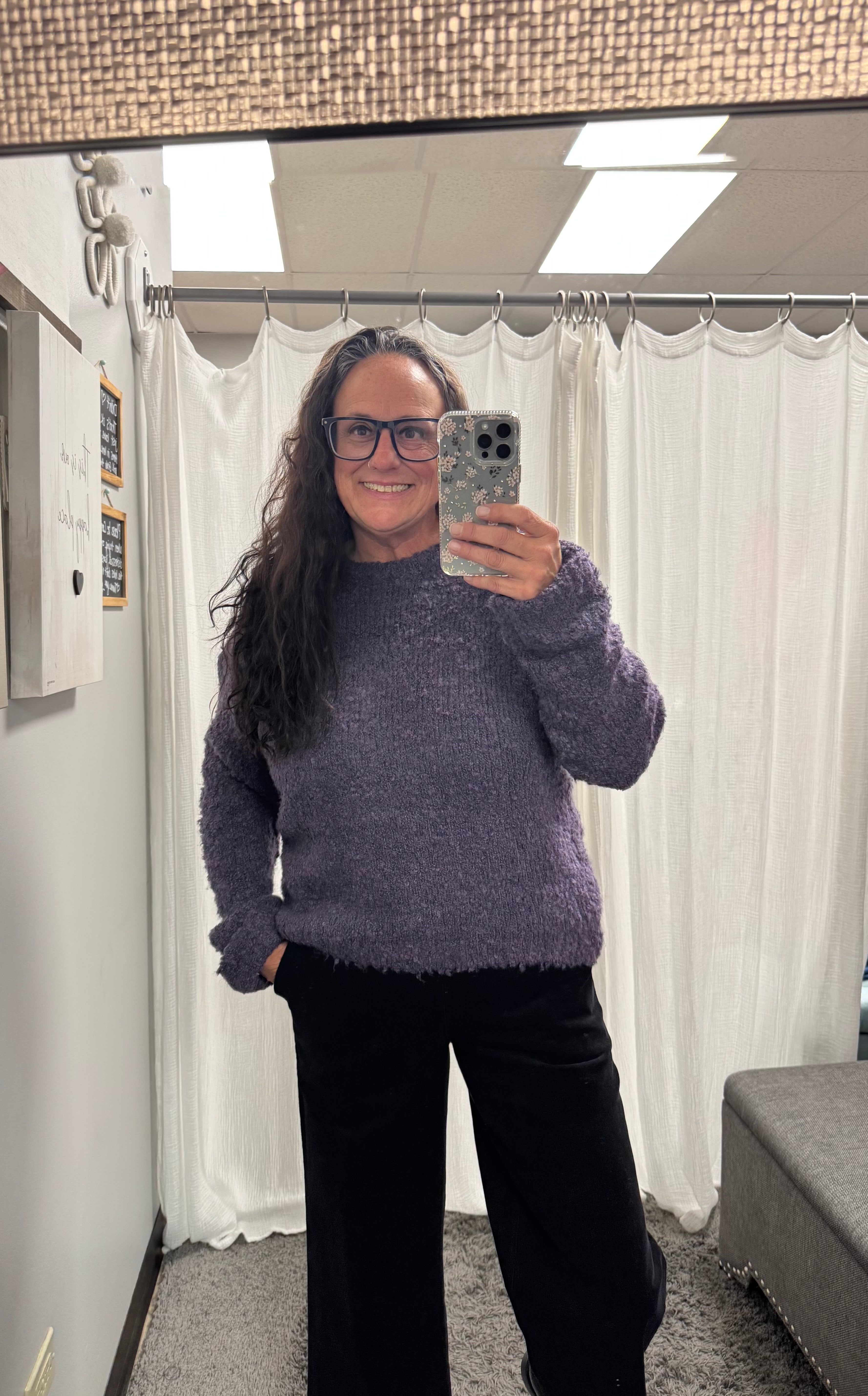 Plum Boucle Knit Sweater