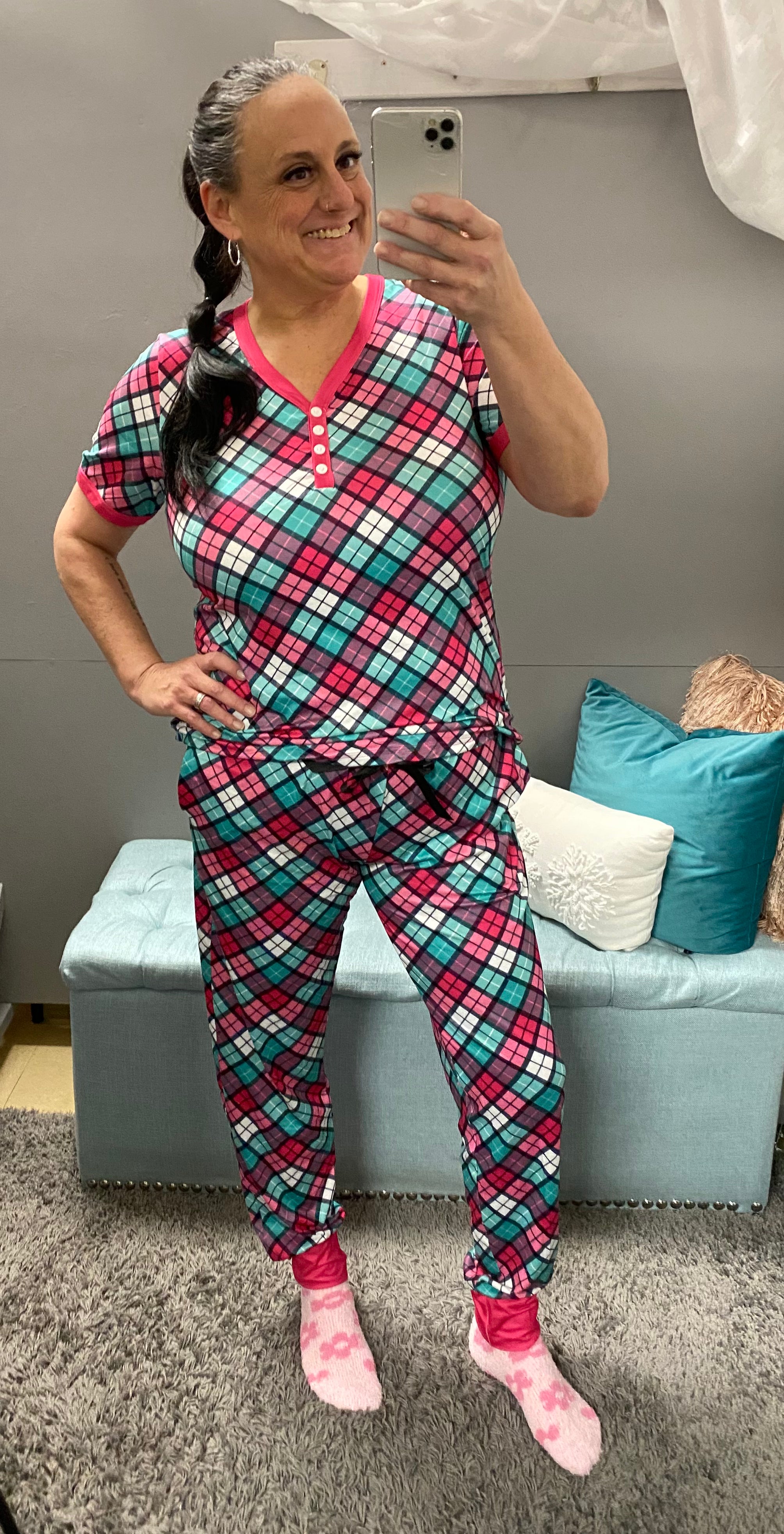 Sadie's Perfect Pajama-Pink Plaid - Posh West Boutique