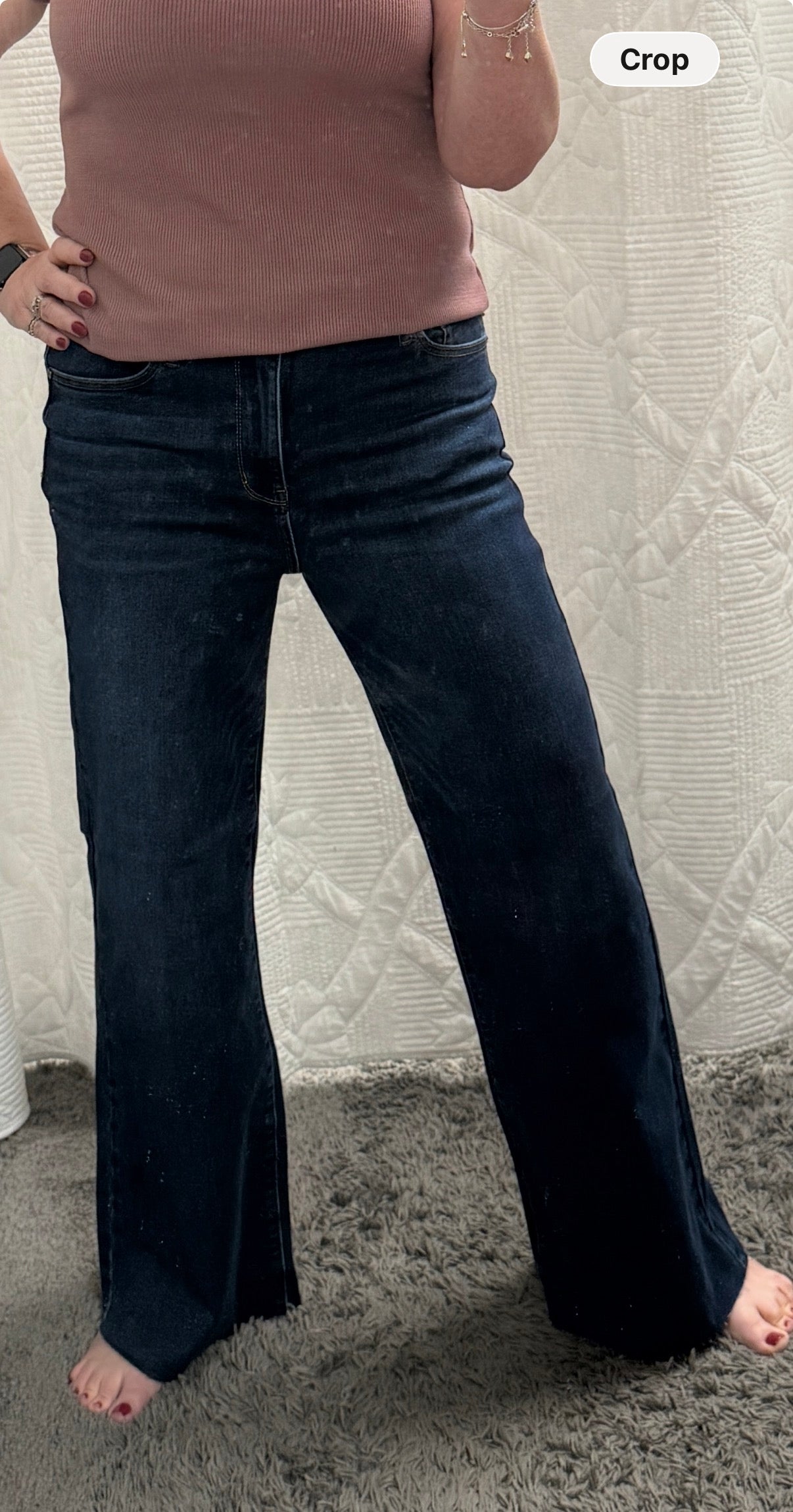 Judy Blue HW Retro Wide w/ Adjustable WB Tabs + Raw Hem - Posh West Boutique