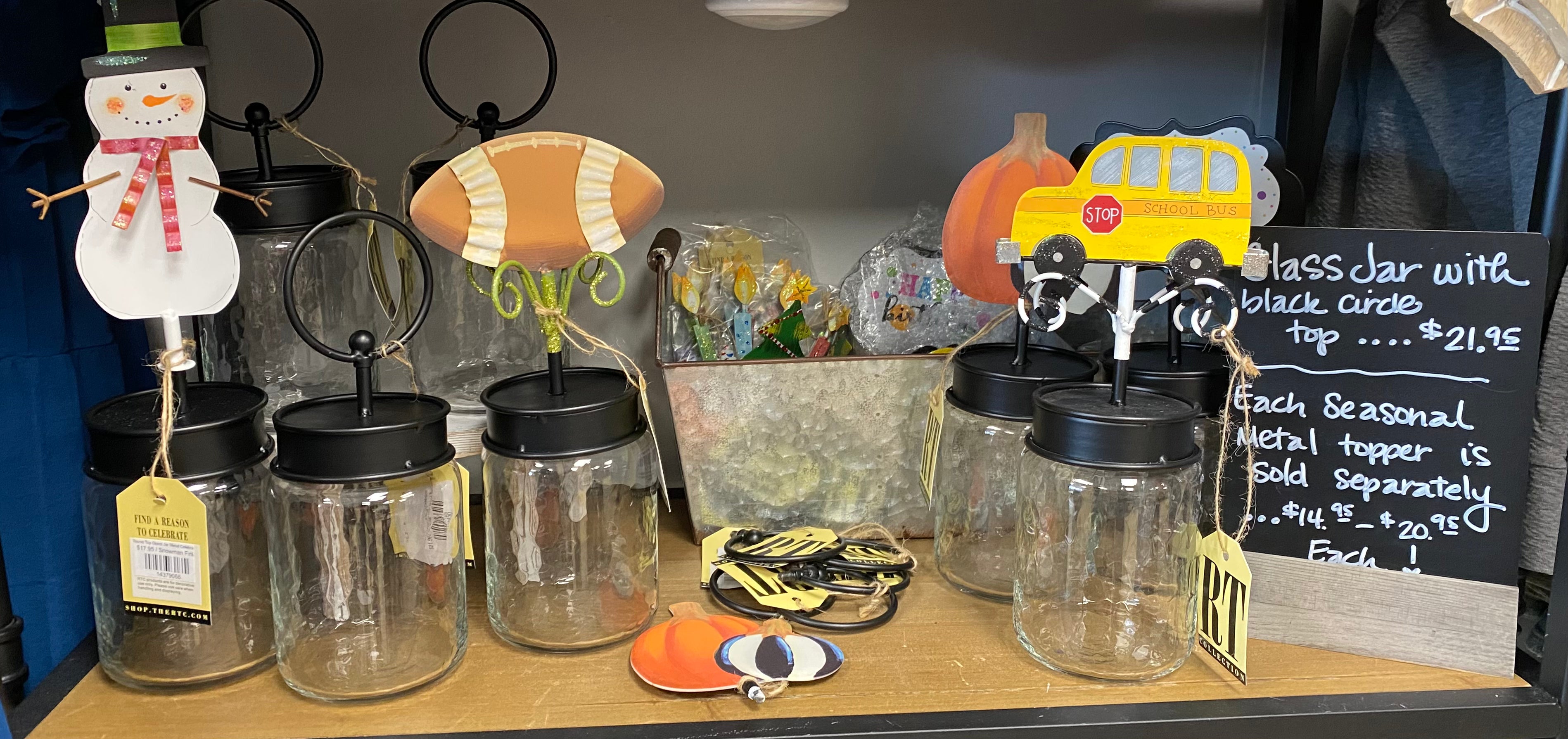 Round Top Glass Jar Metal Celebrations - Posh West Boutique