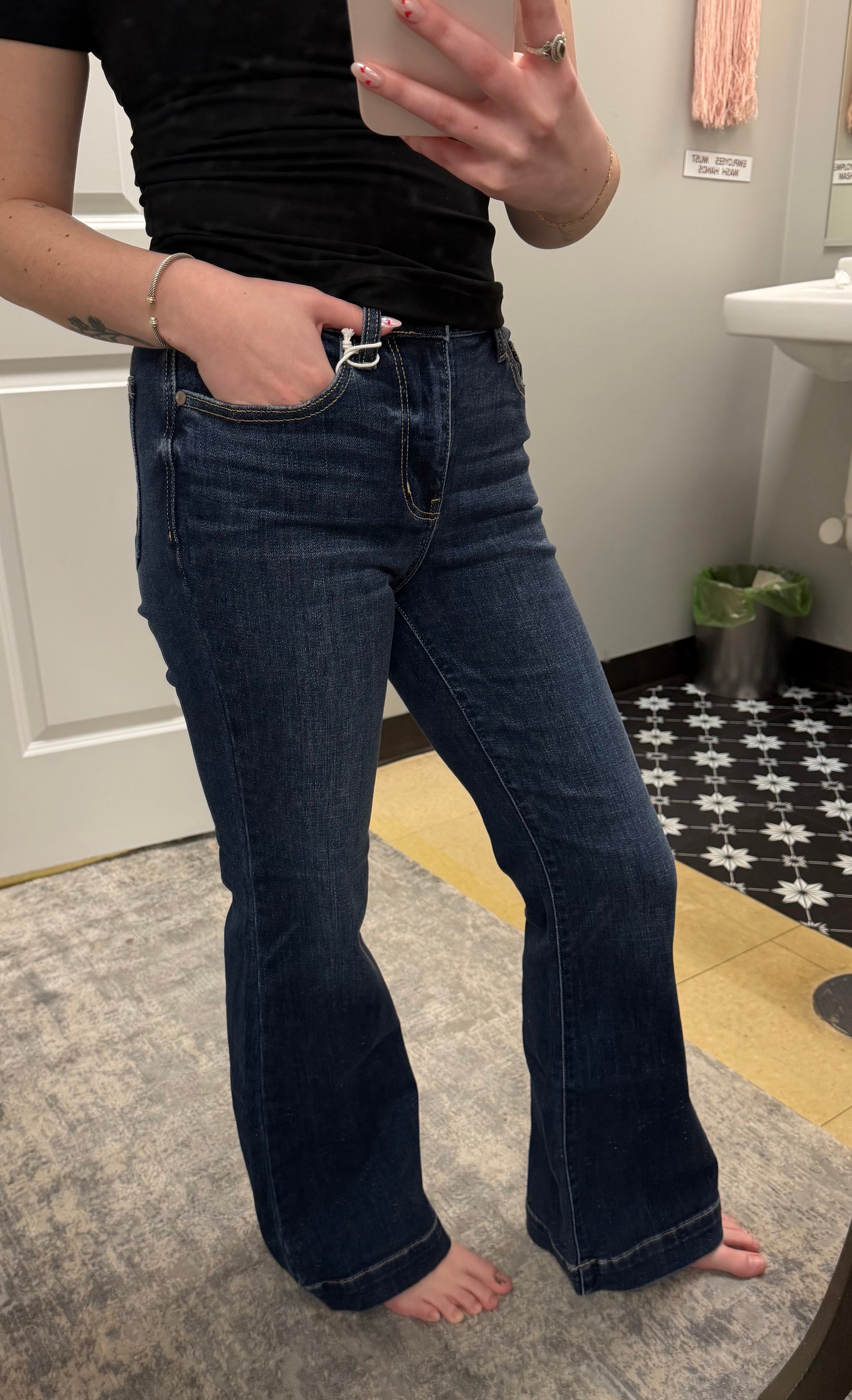 Judy Blue HW Petite Trouser Flare - Posh West Boutique