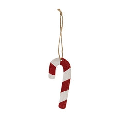 Glittered Wooden Candy Cane Ornament, 4" - Posh West Boutique