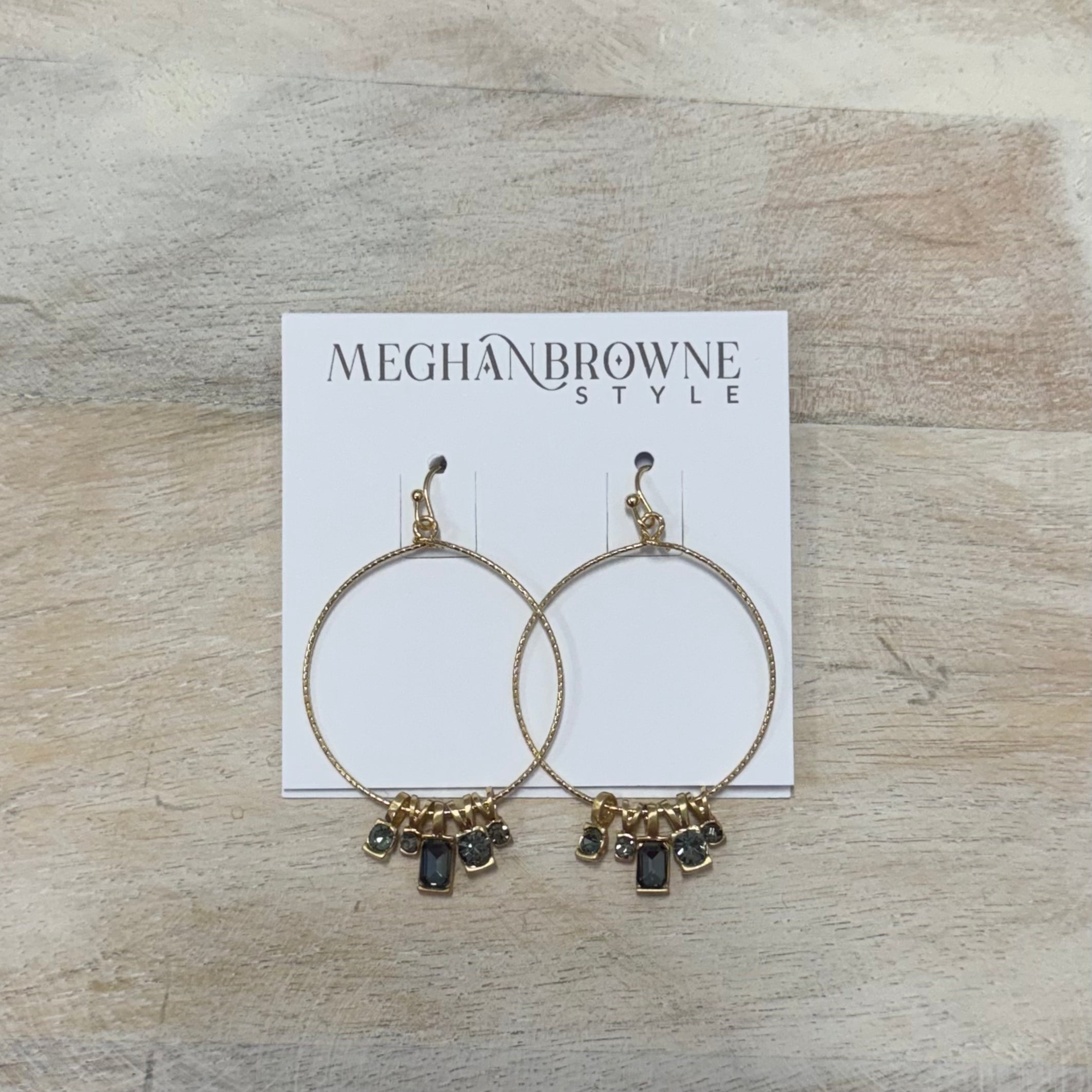 Black Diamond Gold Circle Dangle Earrings - Posh West Boutique