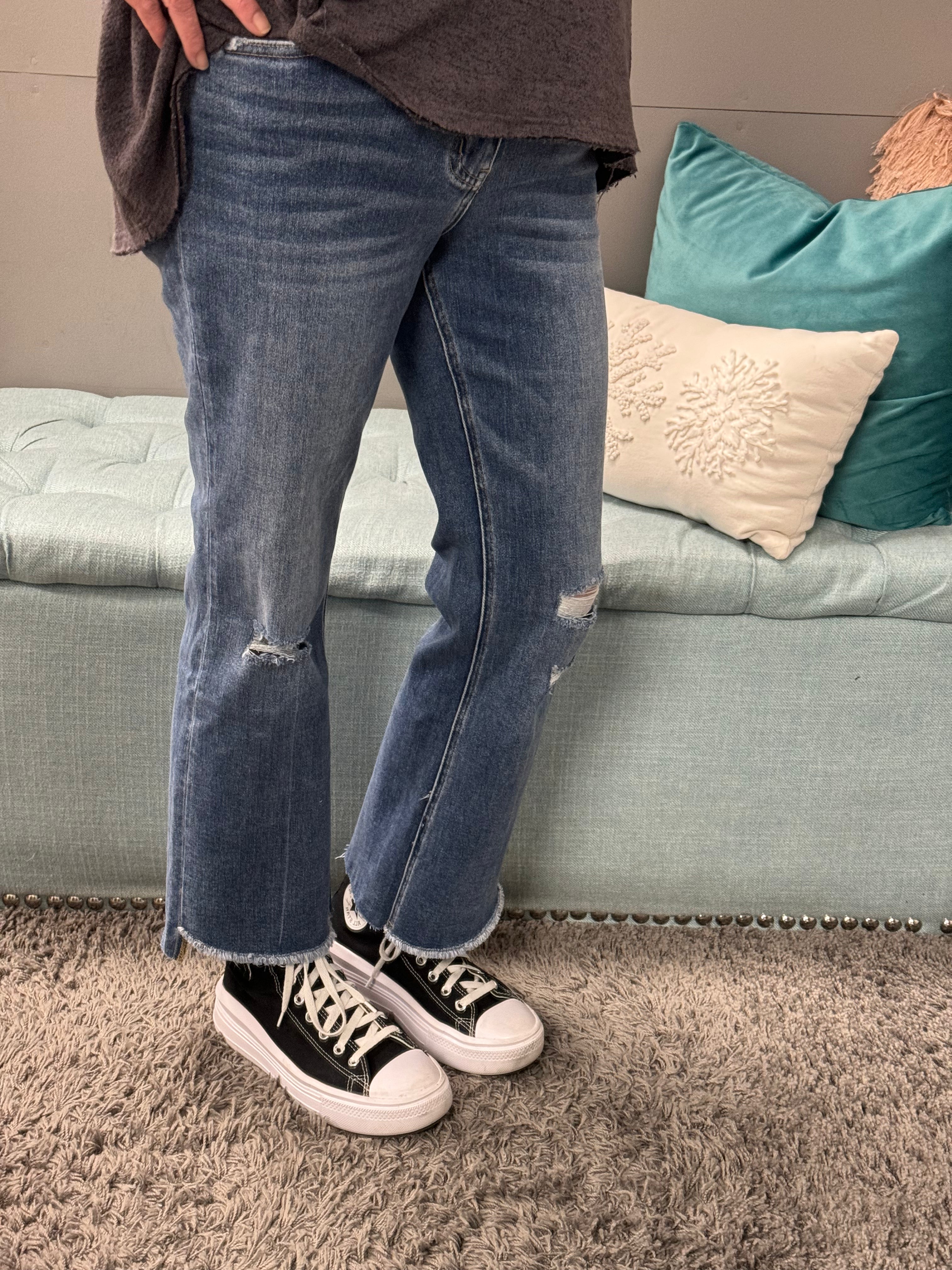 Vervet Ankle Mid Rise Kick Flare Jeans - Posh West Boutique