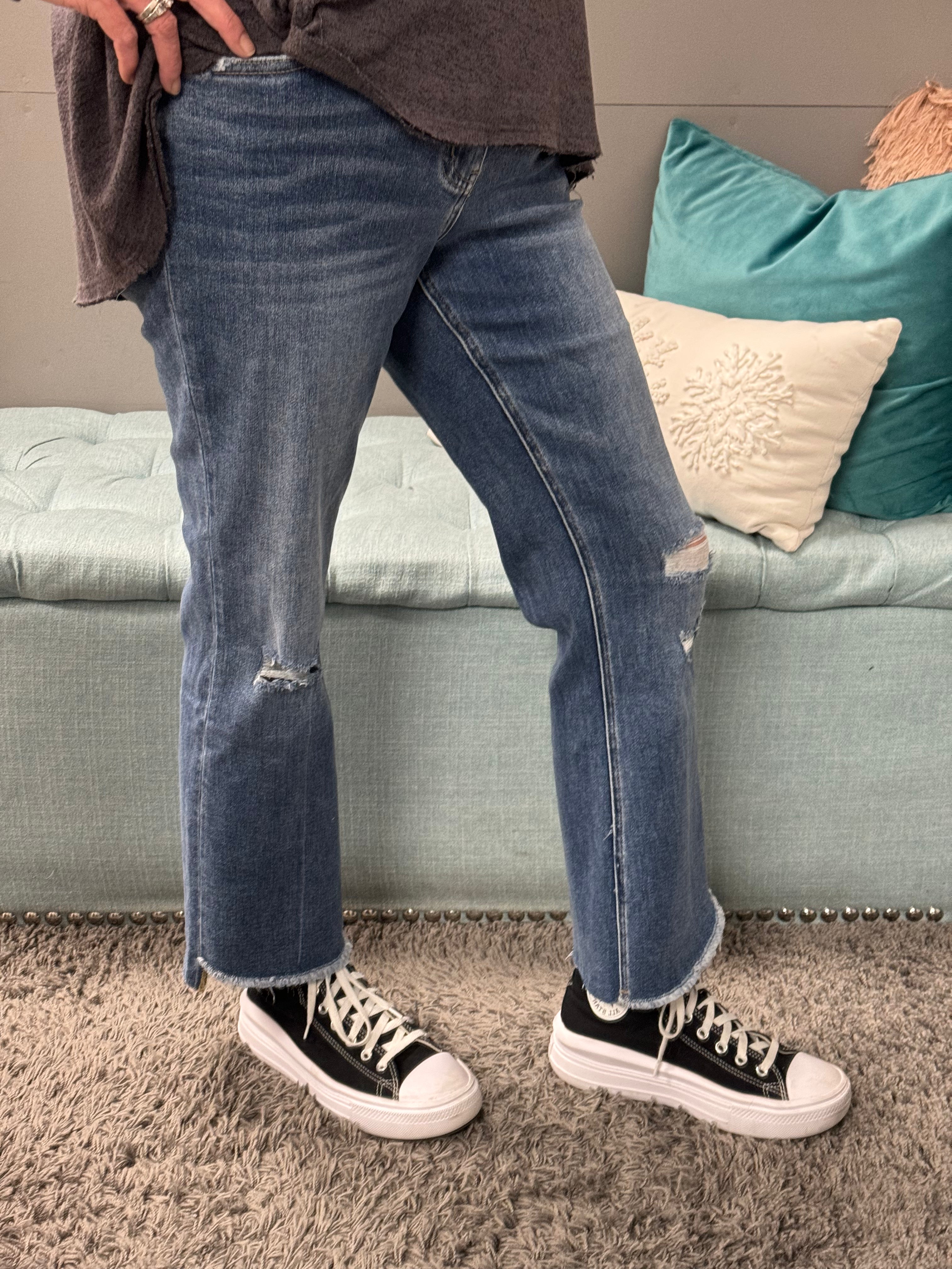 Vervet Ankle Mid Rise Kick Flare Jeans - Posh West Boutique