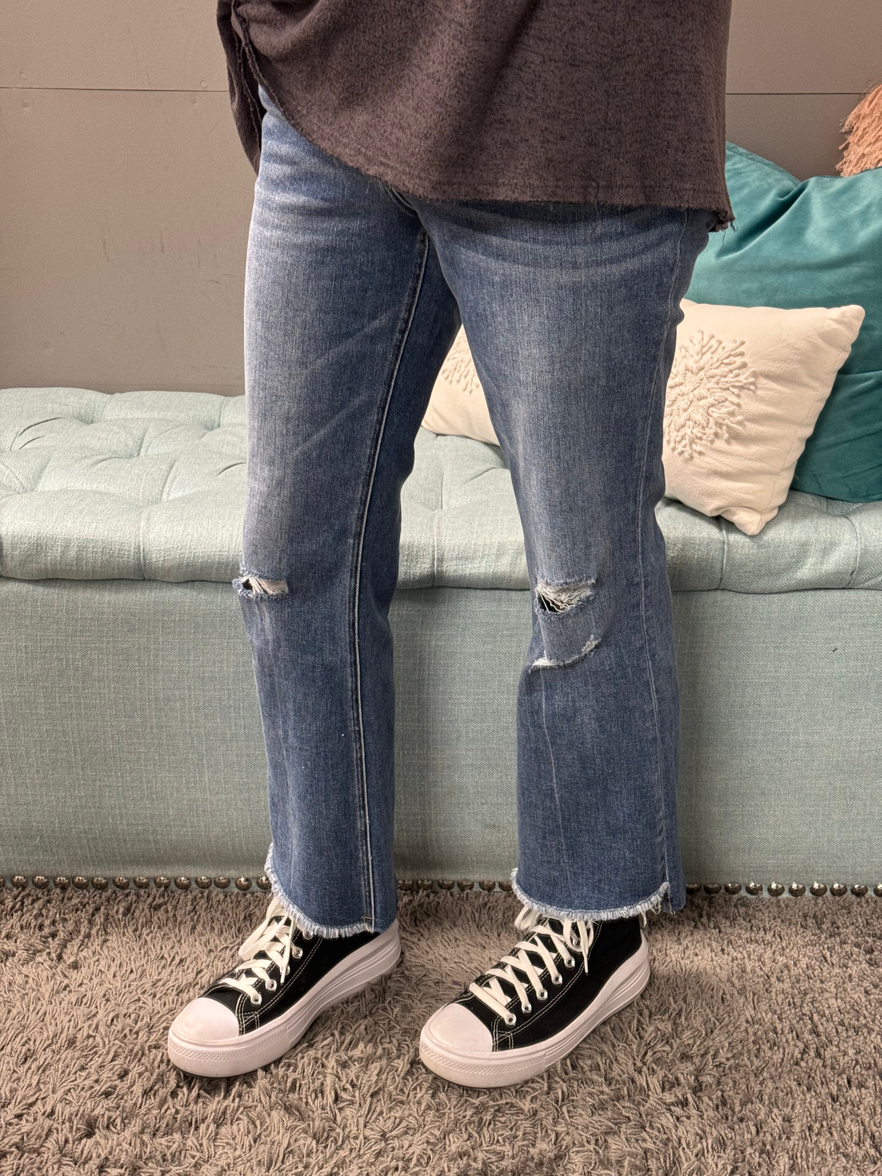 Vervet Ankle Mid Rise Kick Flare Jeans - Posh West Boutique