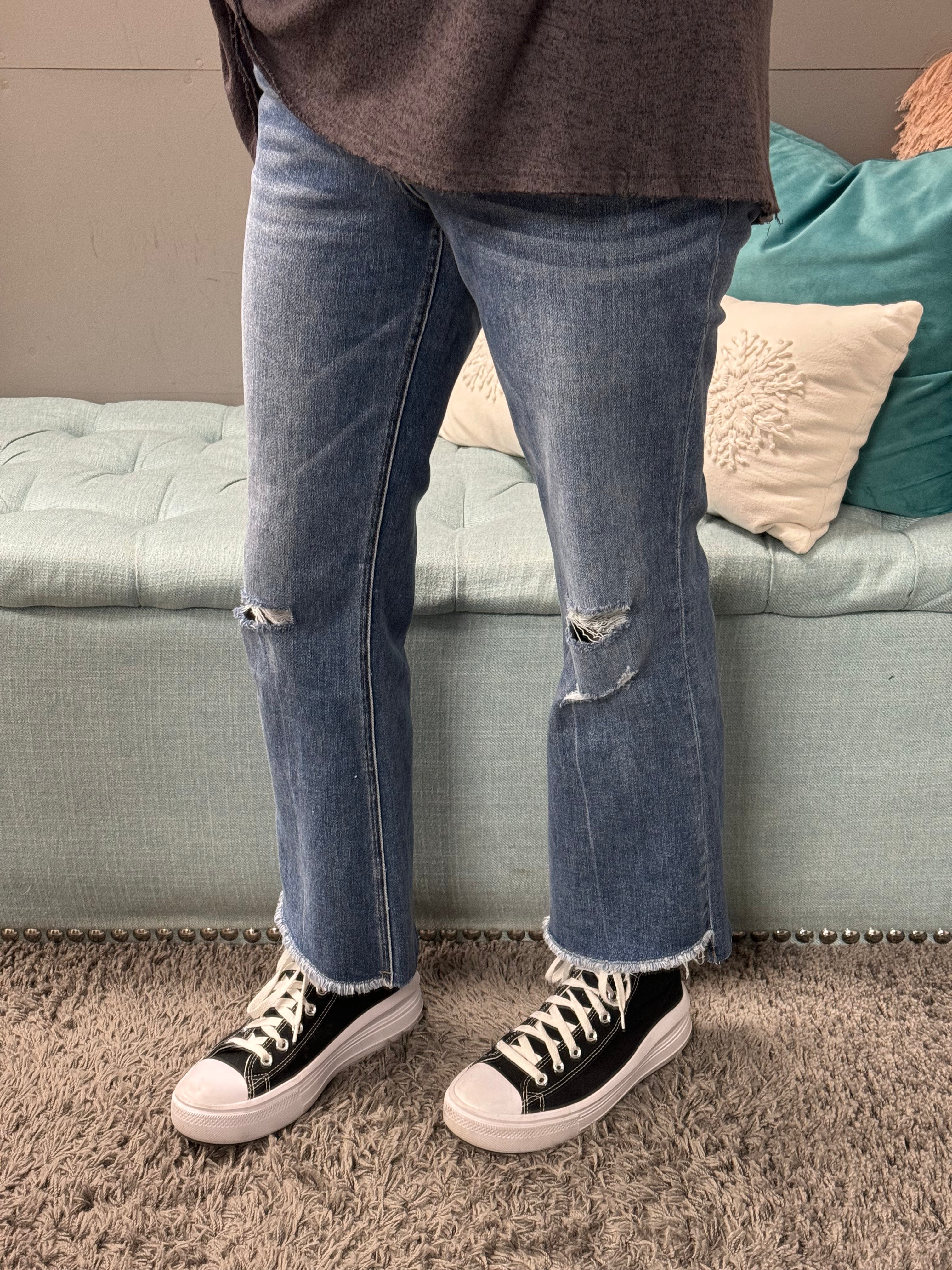 Vervet Ankle Mid Rise Kick Flare Jeans - Posh West Boutique