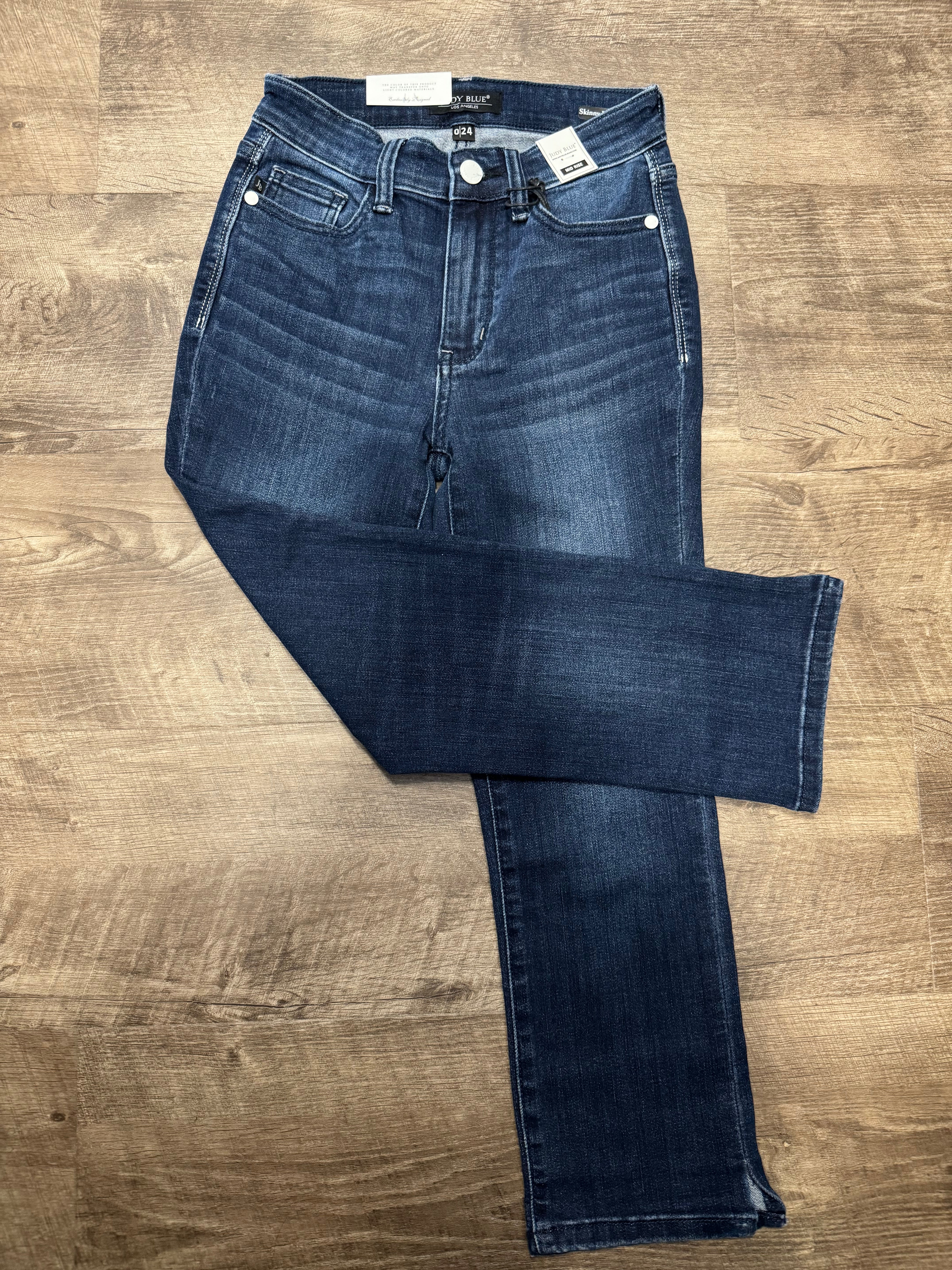 Judy Blue Super Dark Wash Capri with Side Slit - Posh West Boutique