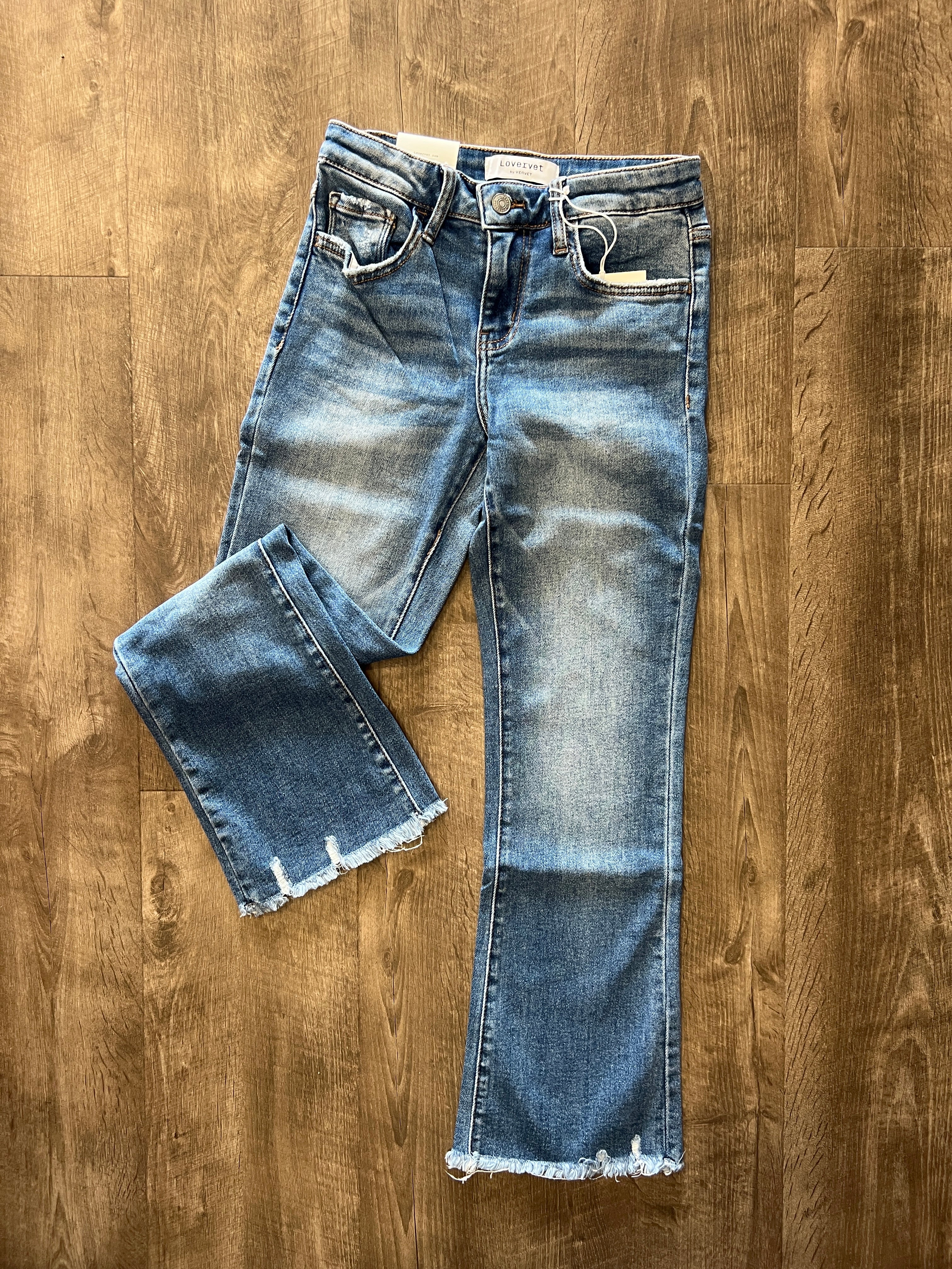 Vervet Mid Rise Cropped Mini Bootcut Jean - Posh West Boutique