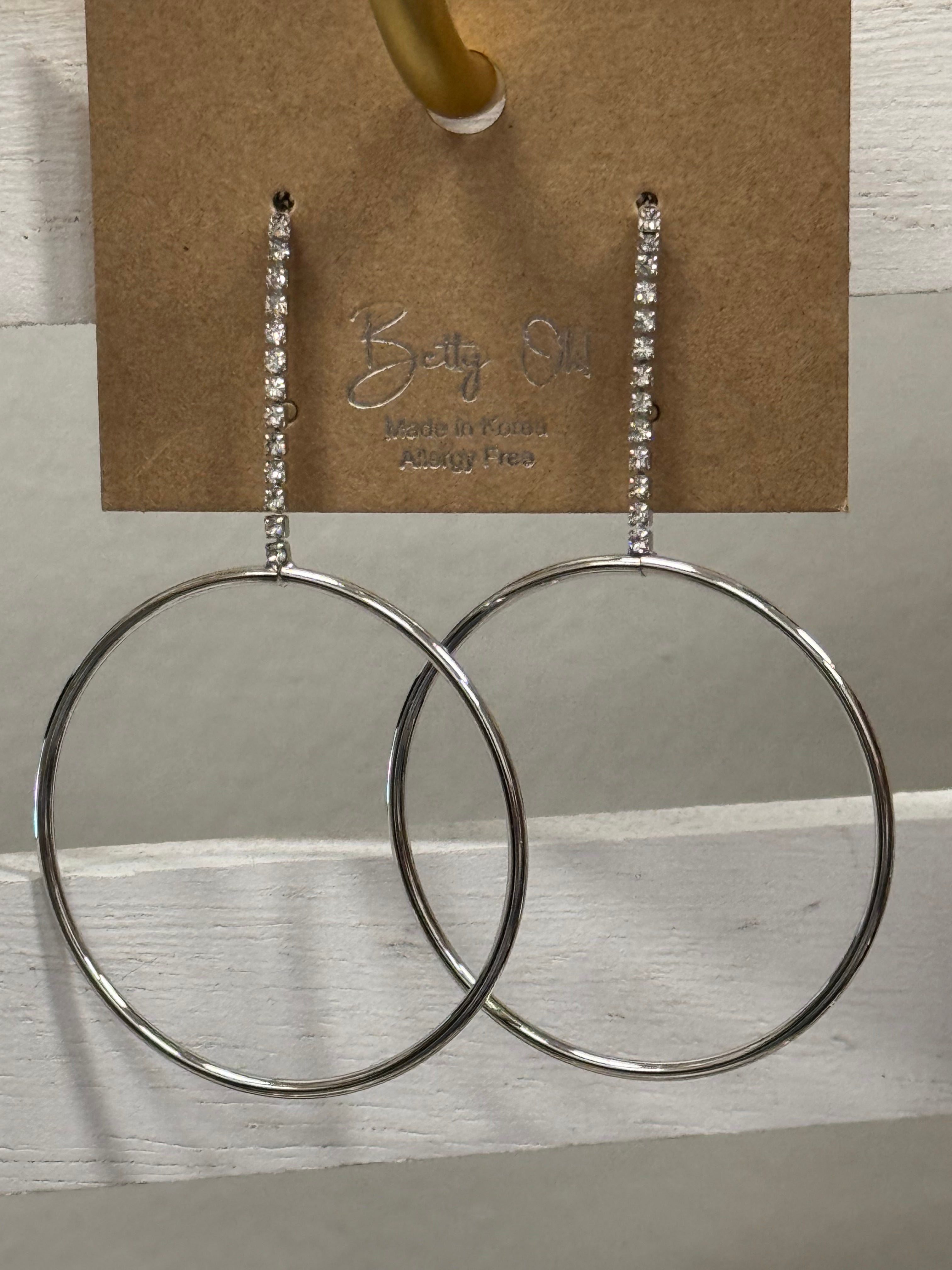 Betty Oh Silver Drop Hoop Earring - Posh West Boutique