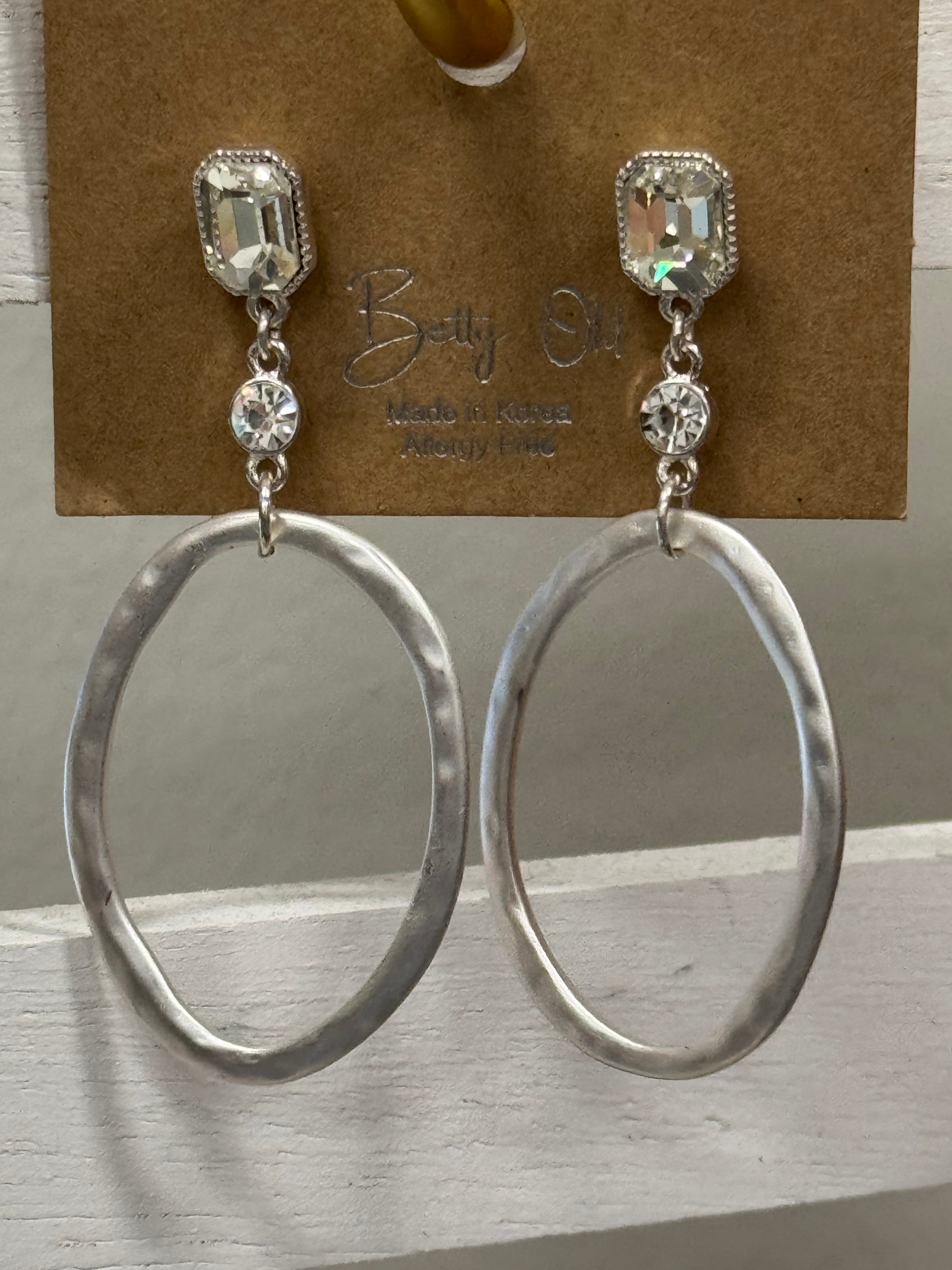 Betty Oh Silver Bling Crystal Earrings - Posh West Boutique