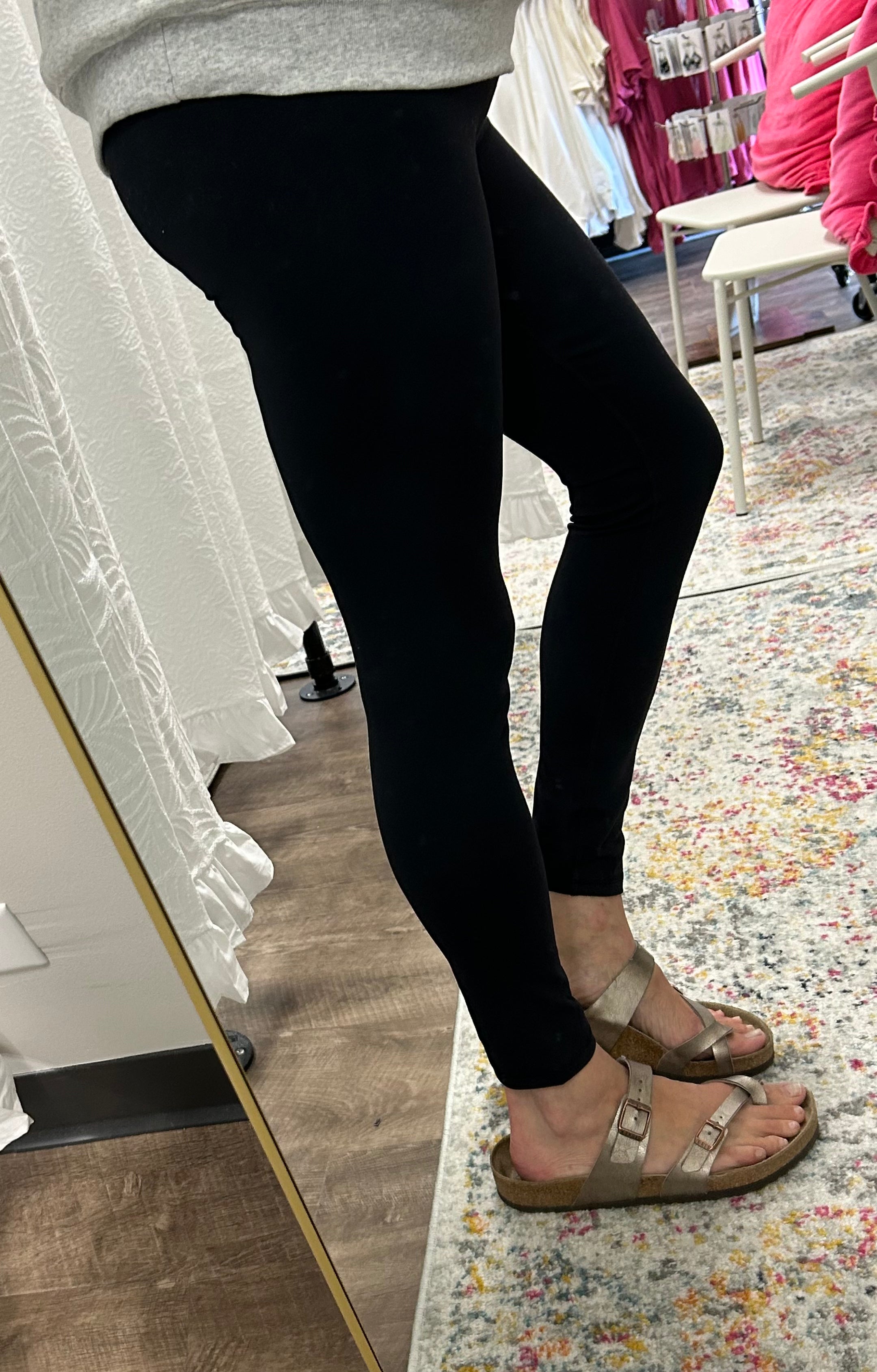 Black Tummy Control Nylon Leggings - Posh West Boutique