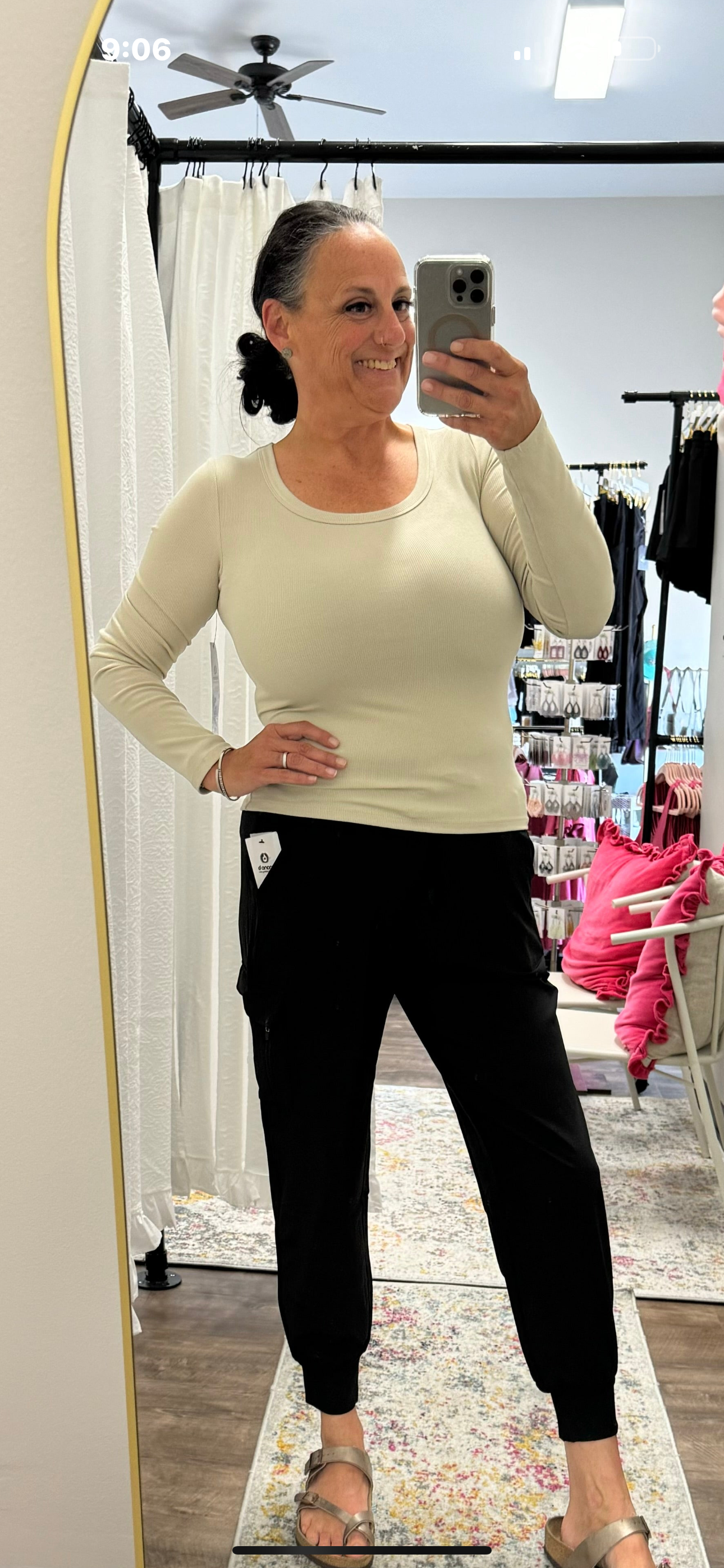 Oatmeal Scoop Neck Long Sleeve Top - Posh West Boutique