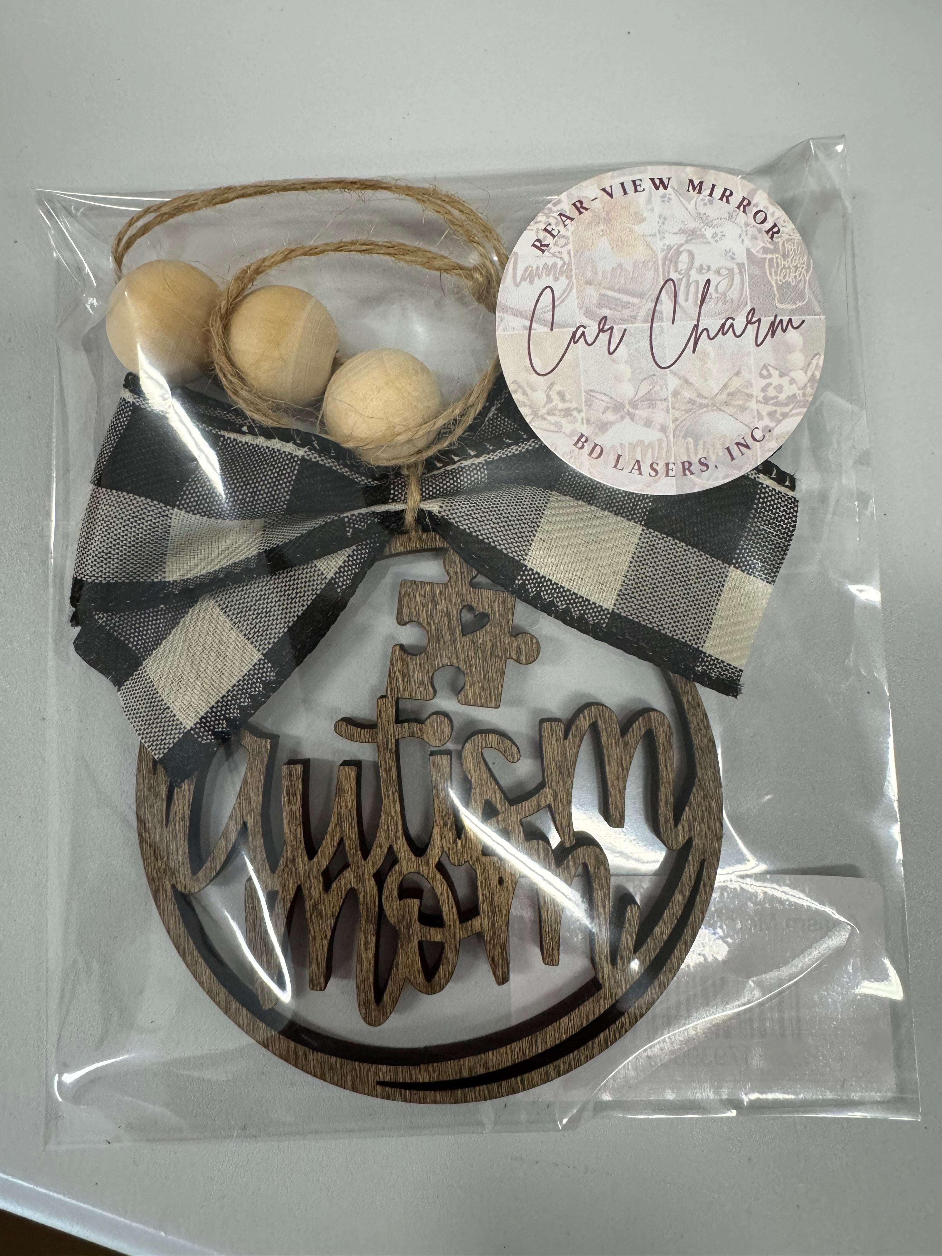 Autism Mom Wood Car Charm - Posh West Boutique