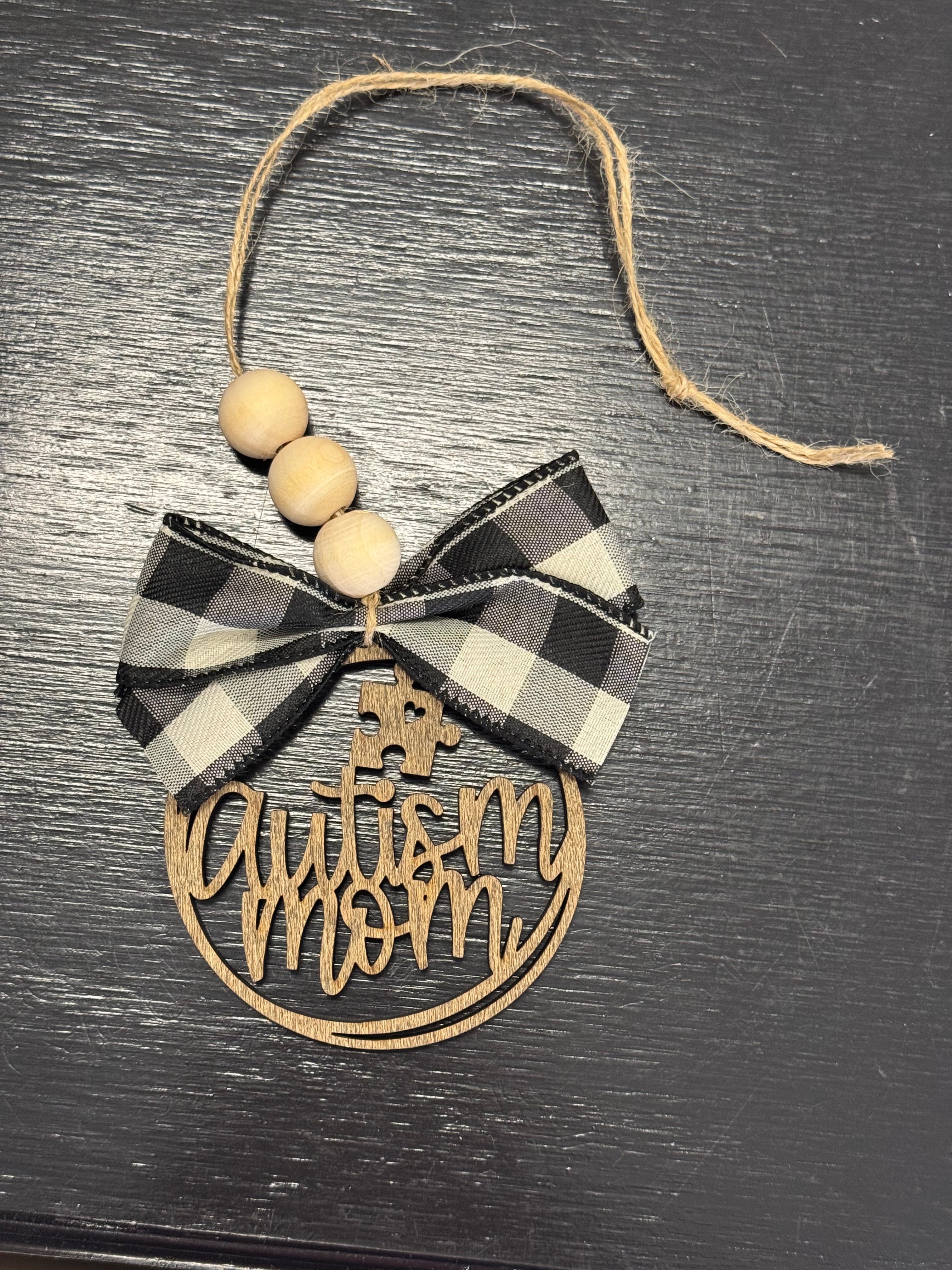 Autism Mom Wood Car Charm - Posh West Boutique