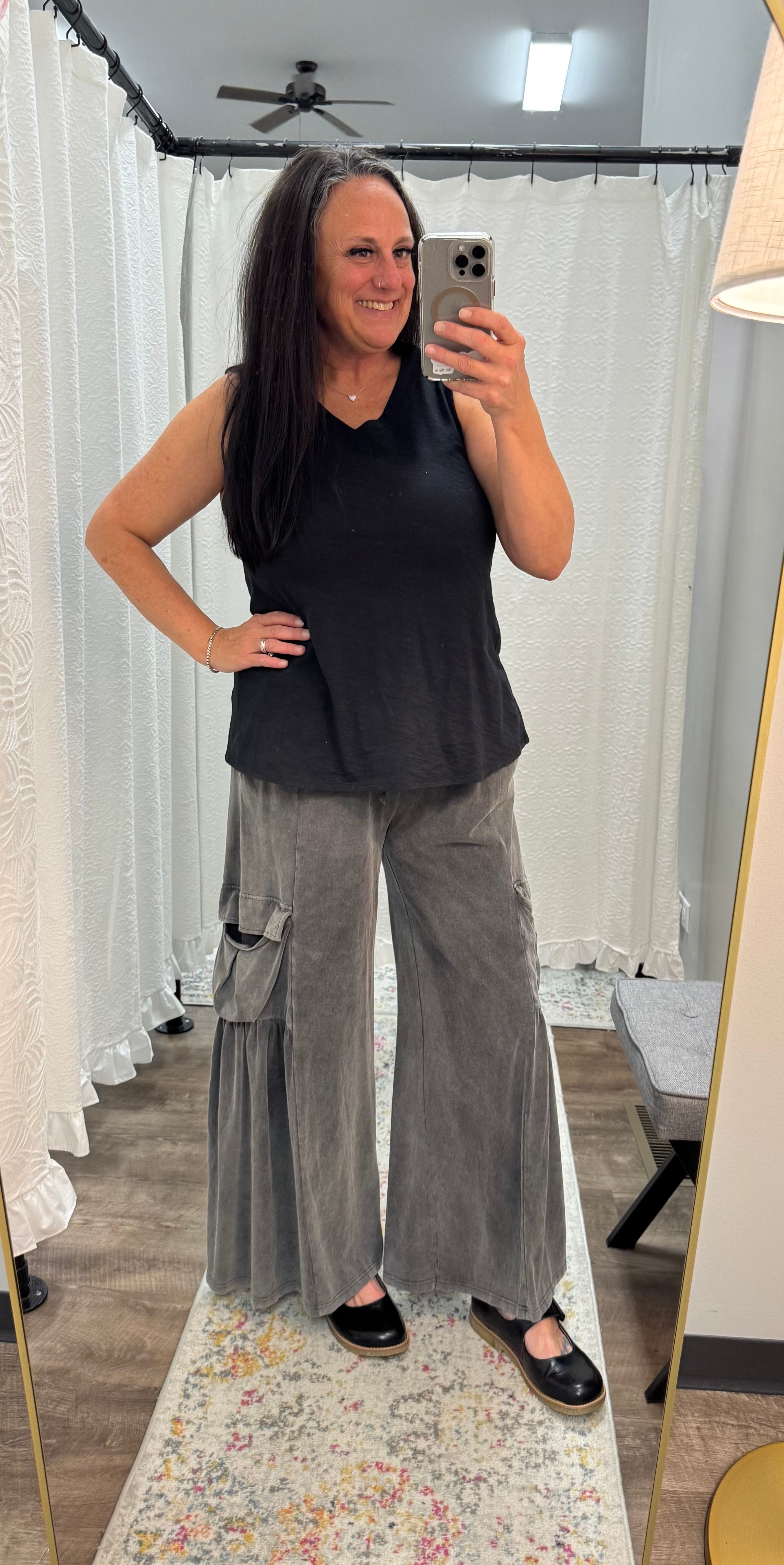 Black V Neck Cotton Tank Top - Posh West Boutique