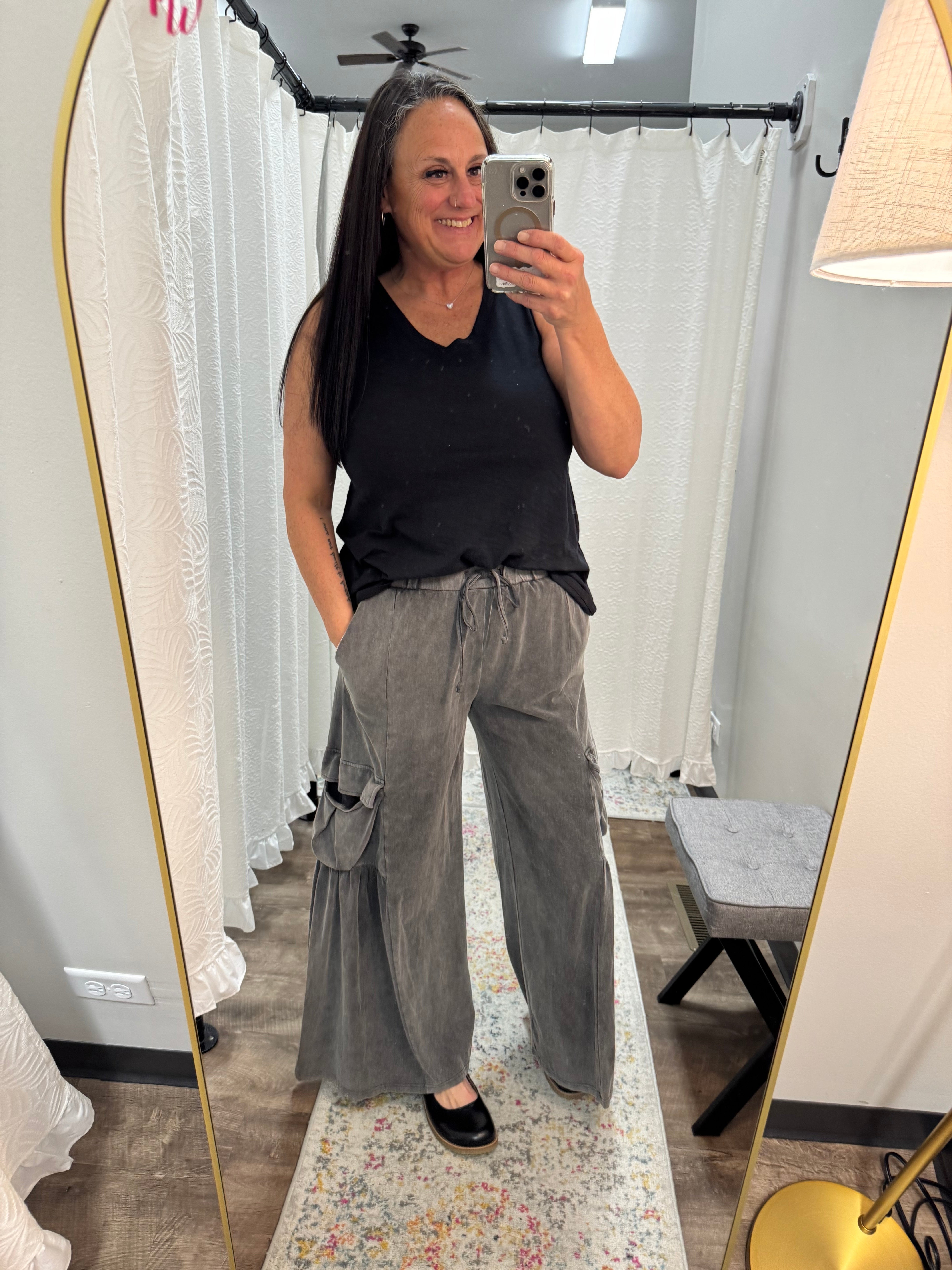 Black V Neck Cotton Tank Top - Posh West Boutique