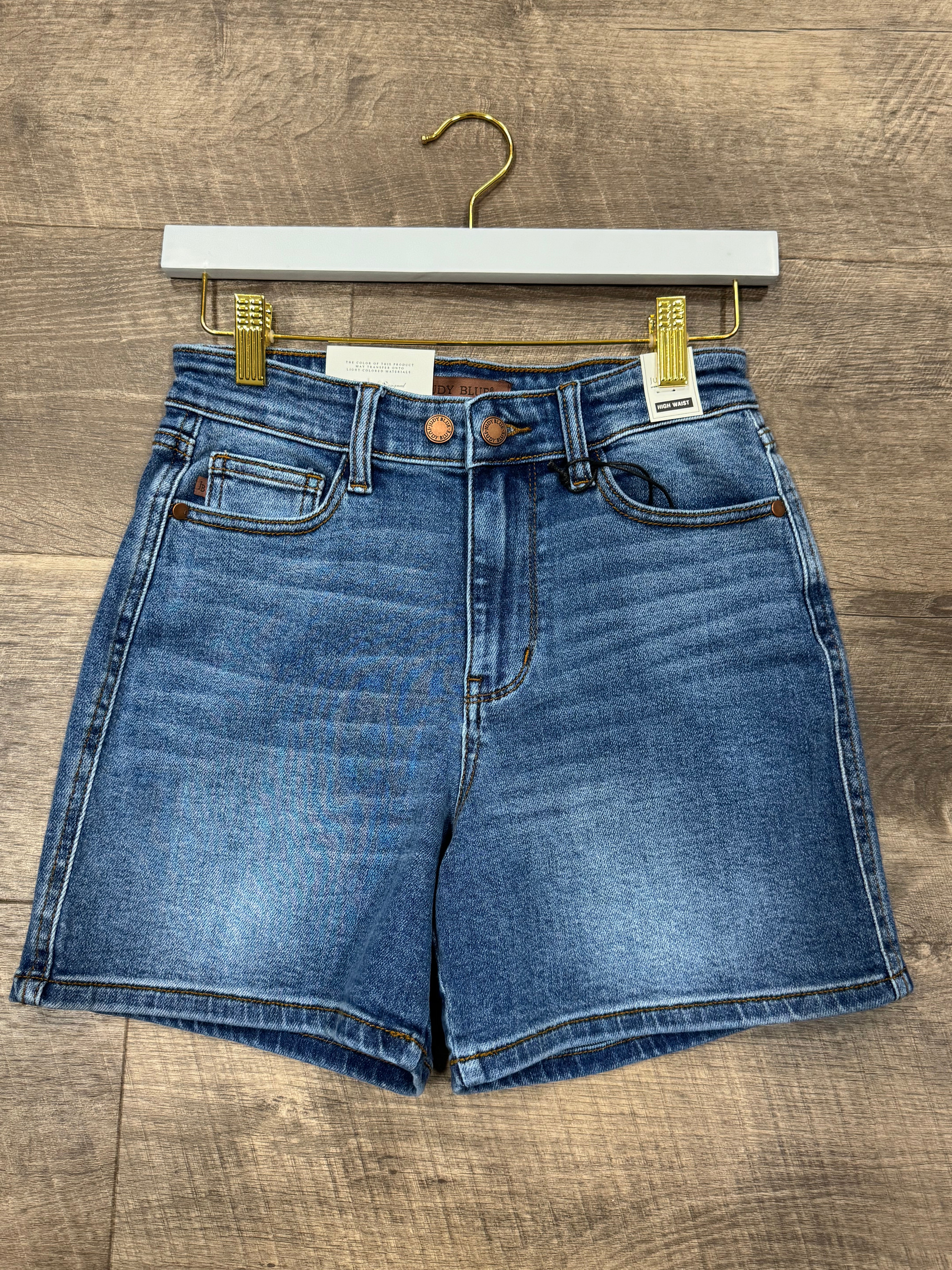 Judy Blue Mid Length Dad Shorts Double Button - Posh West Boutique